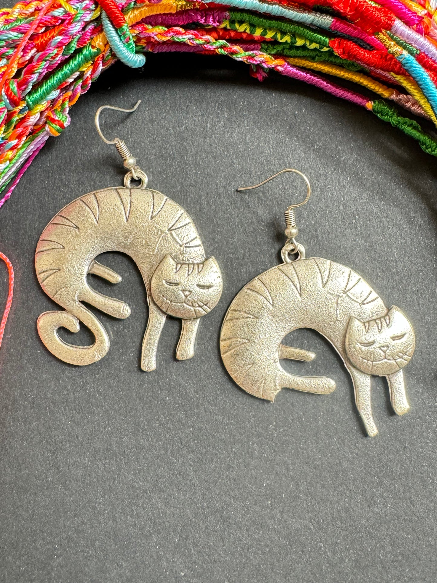 Zamak cat earrings