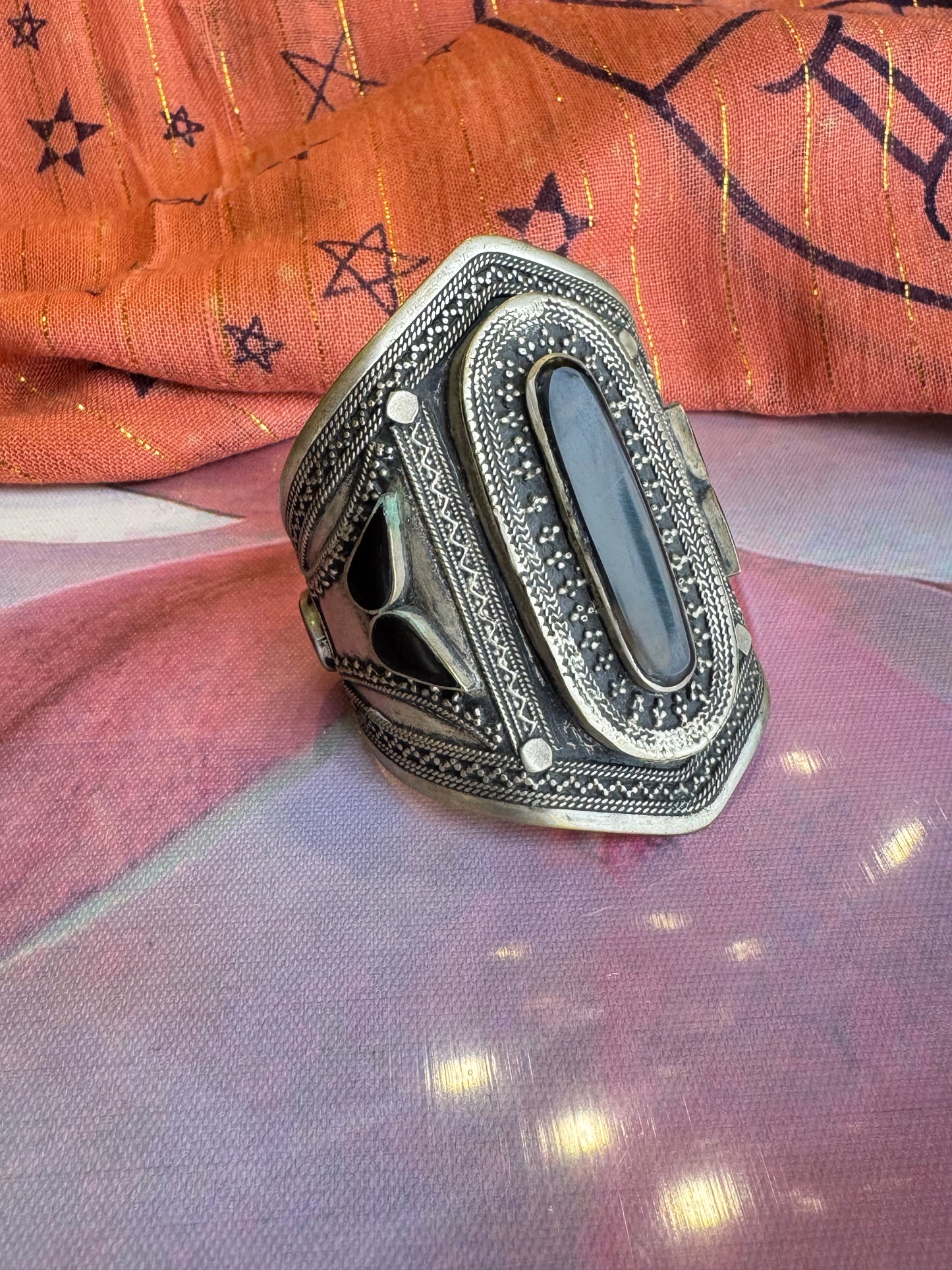 Antique vintage agate open slave bracelet