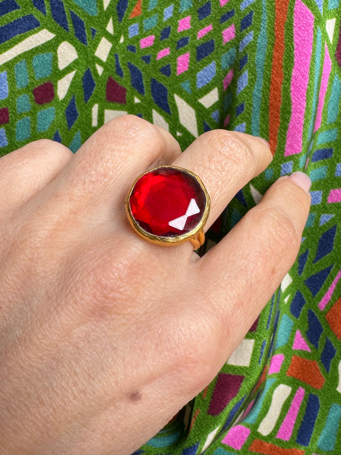 Red round golden ring