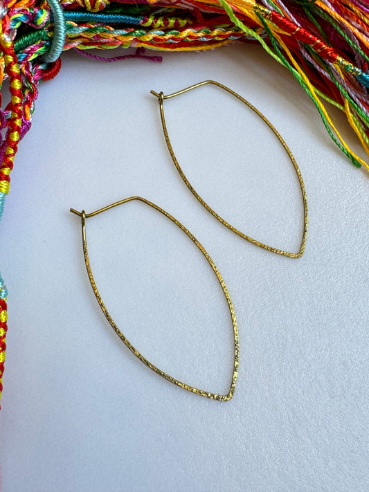 Boho golden drop hoop earrings