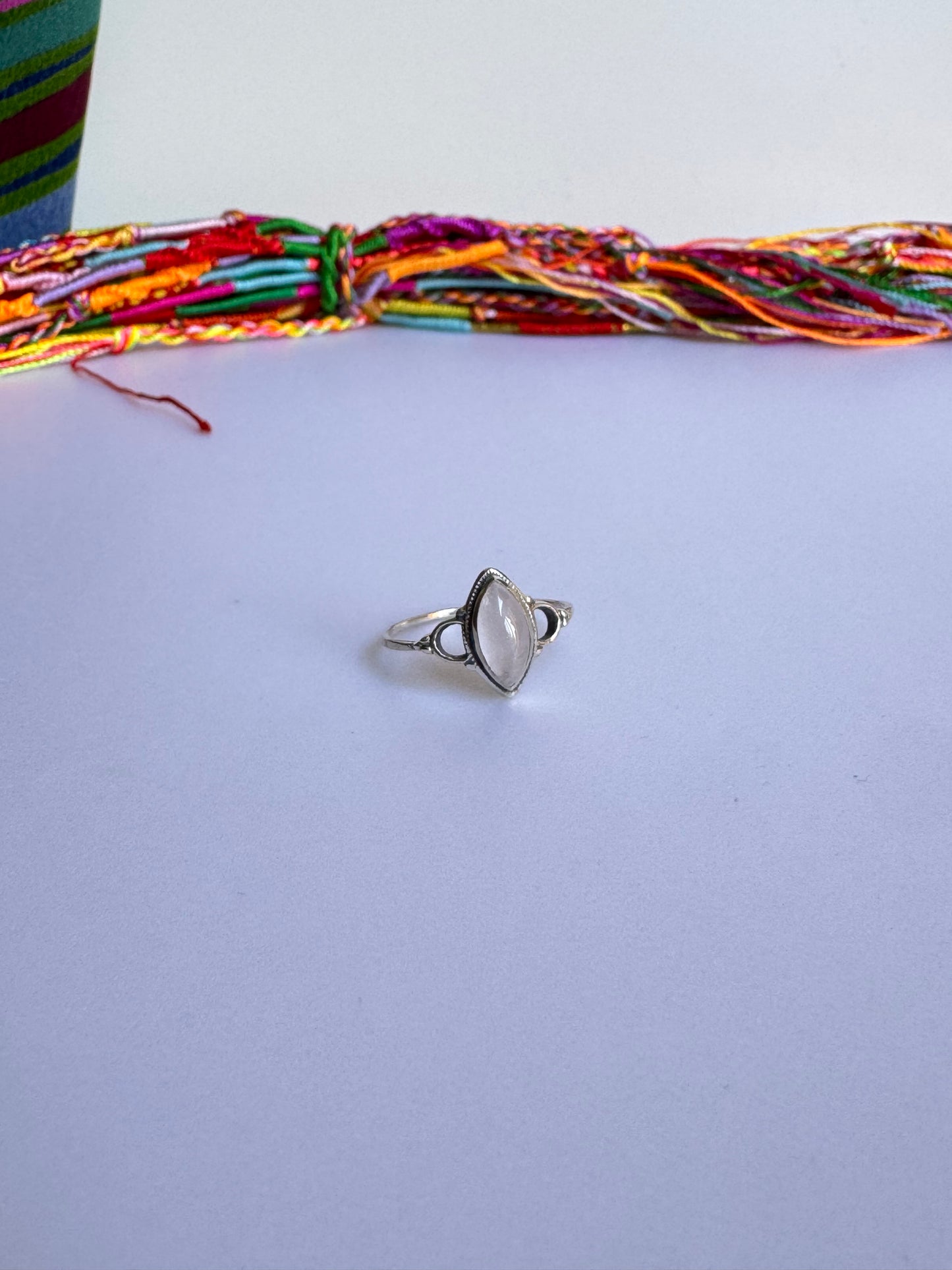 Anello argento 925 quarzo rosa misura 17/18 4WE
