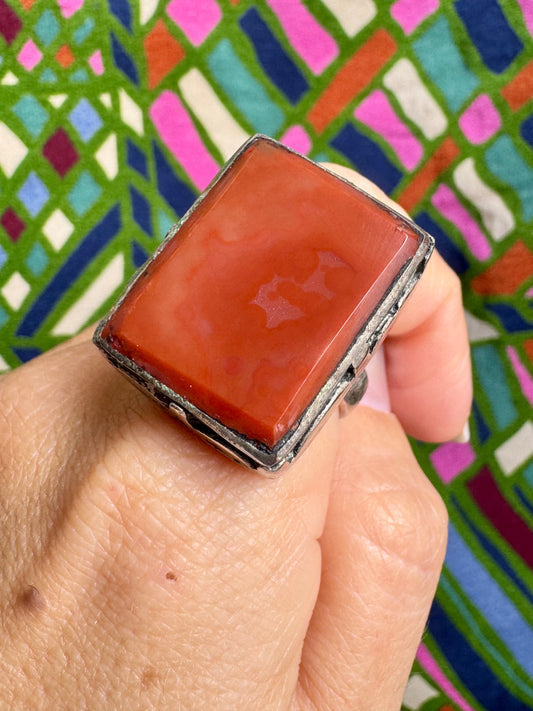 Antique vintage agate stone ring