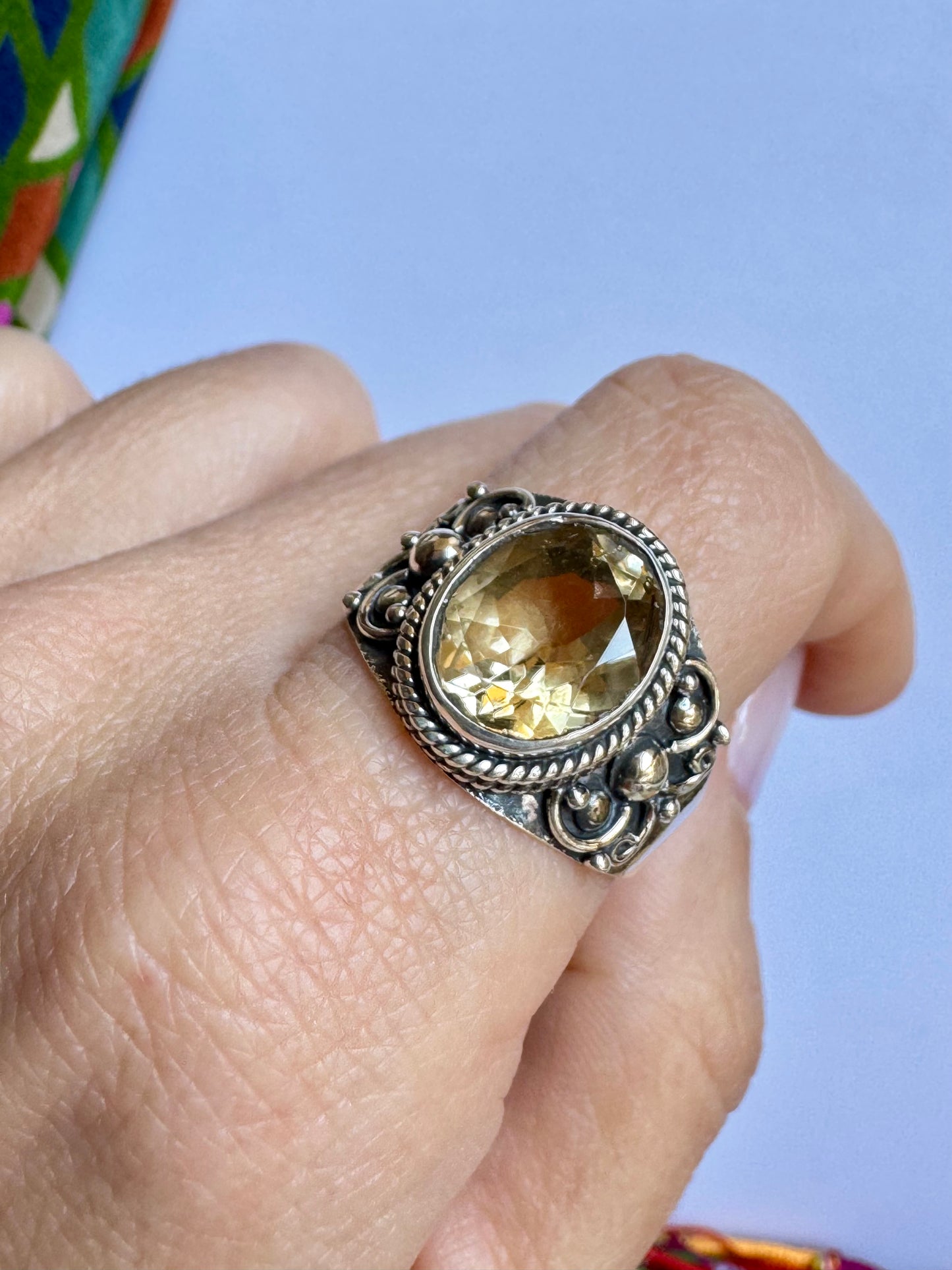 Anello argento925 misura 23 quarzo citrino C2