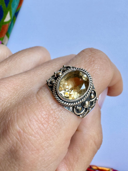 Anello argento925 misura 23 quarzo citrino C2