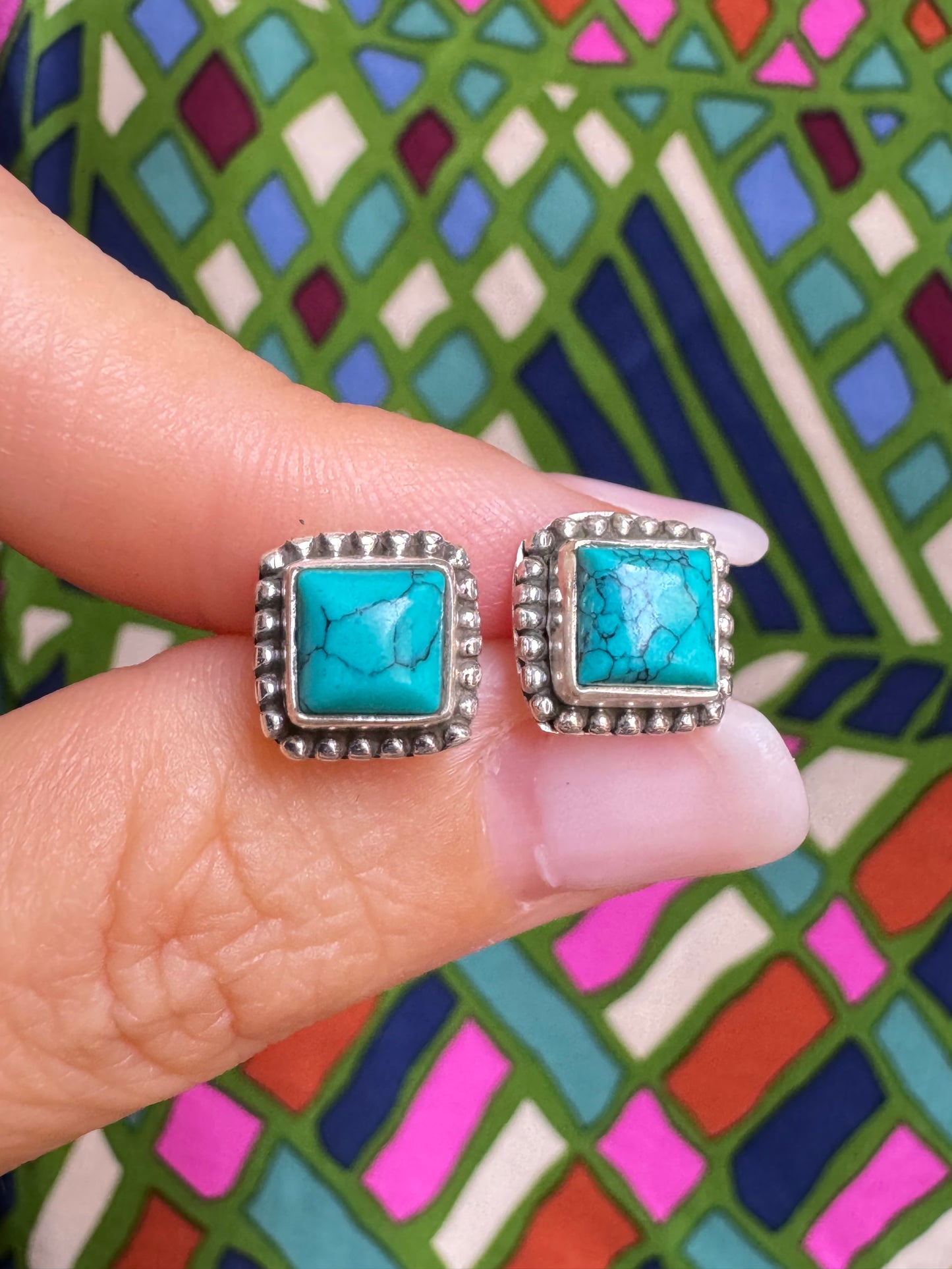 925 silver earrings howlite turquoise