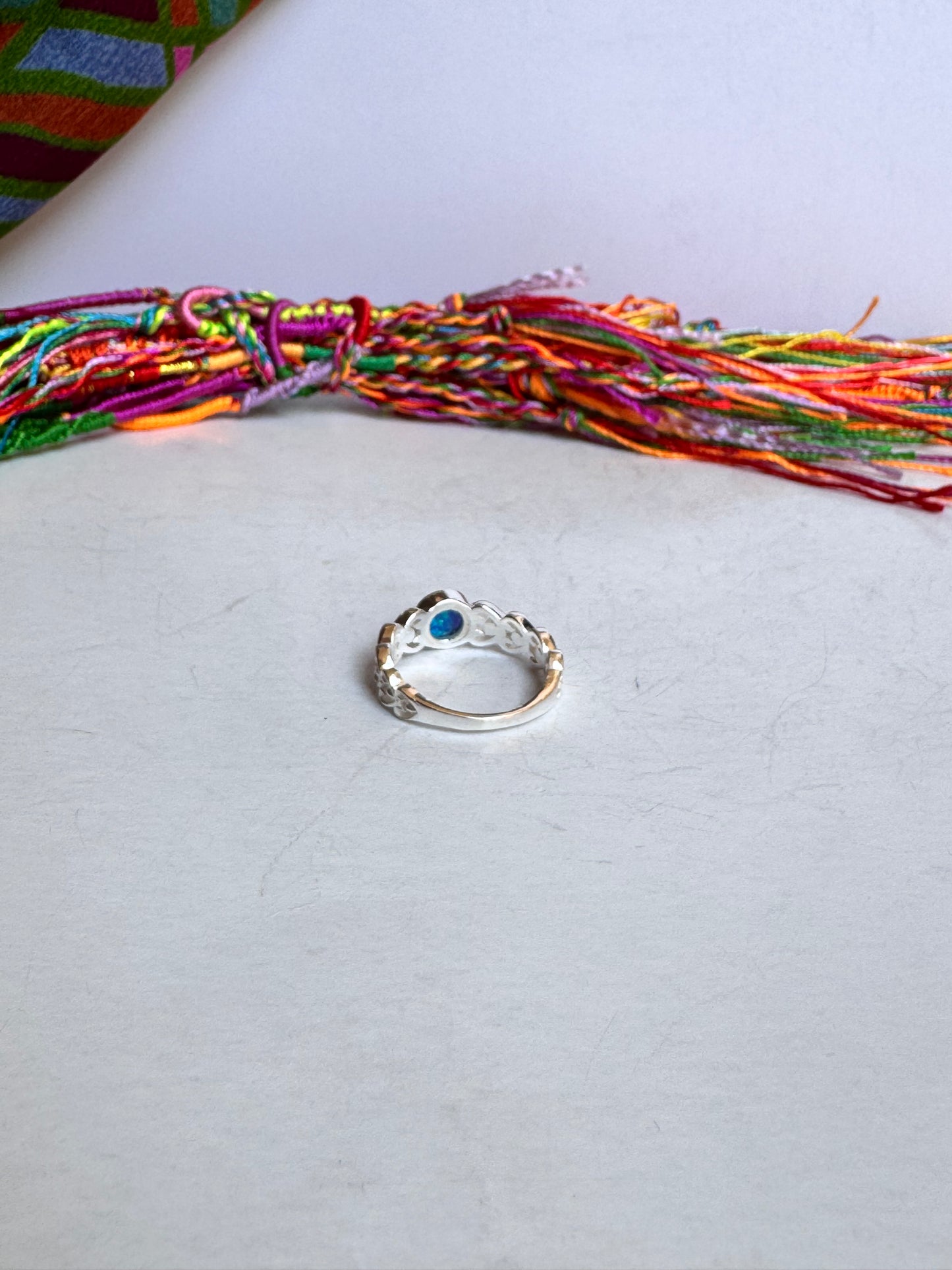 Anello argento 925 rana opale blu misura 17 10OP