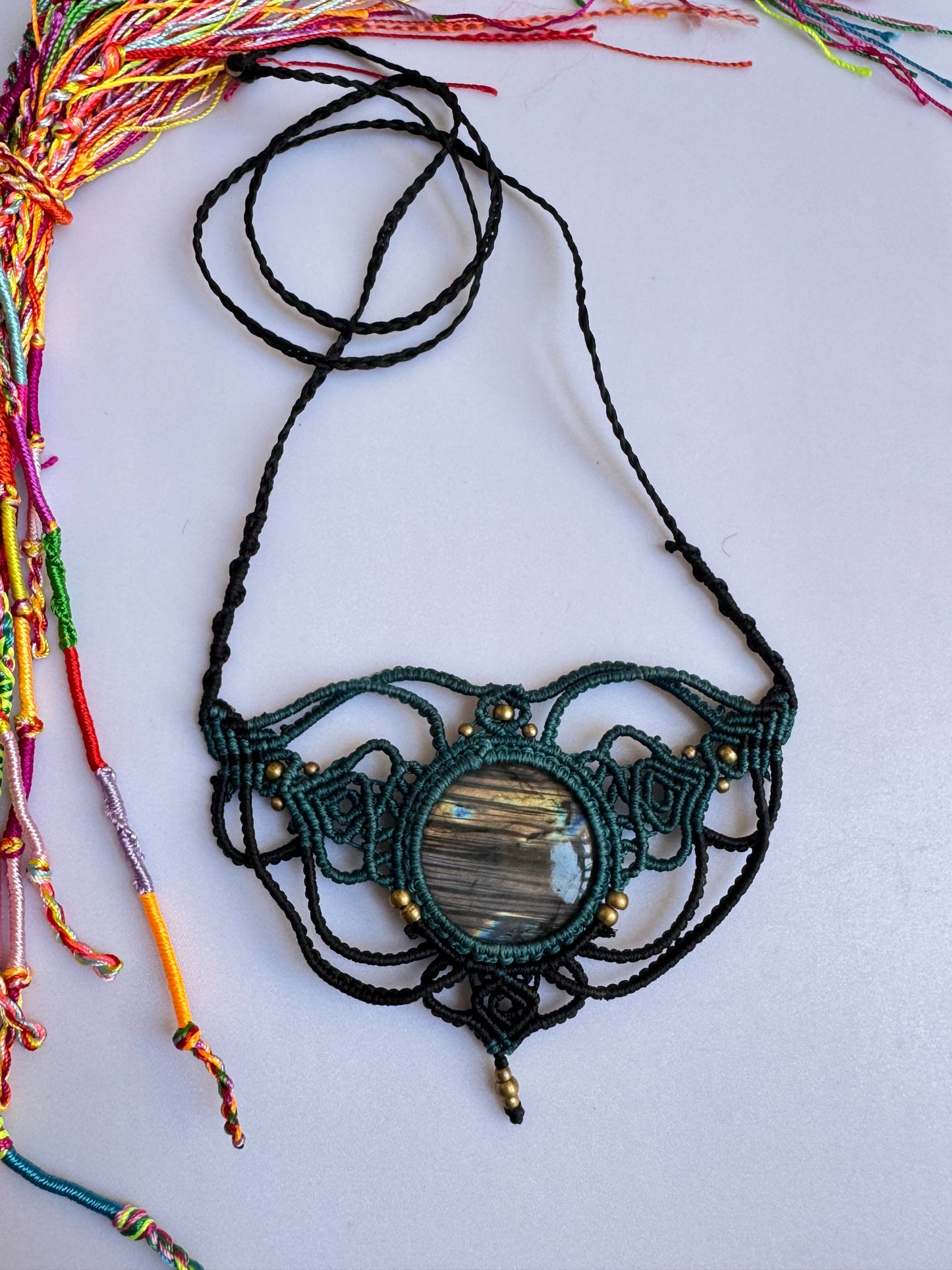 Collana macramè labradorite L
