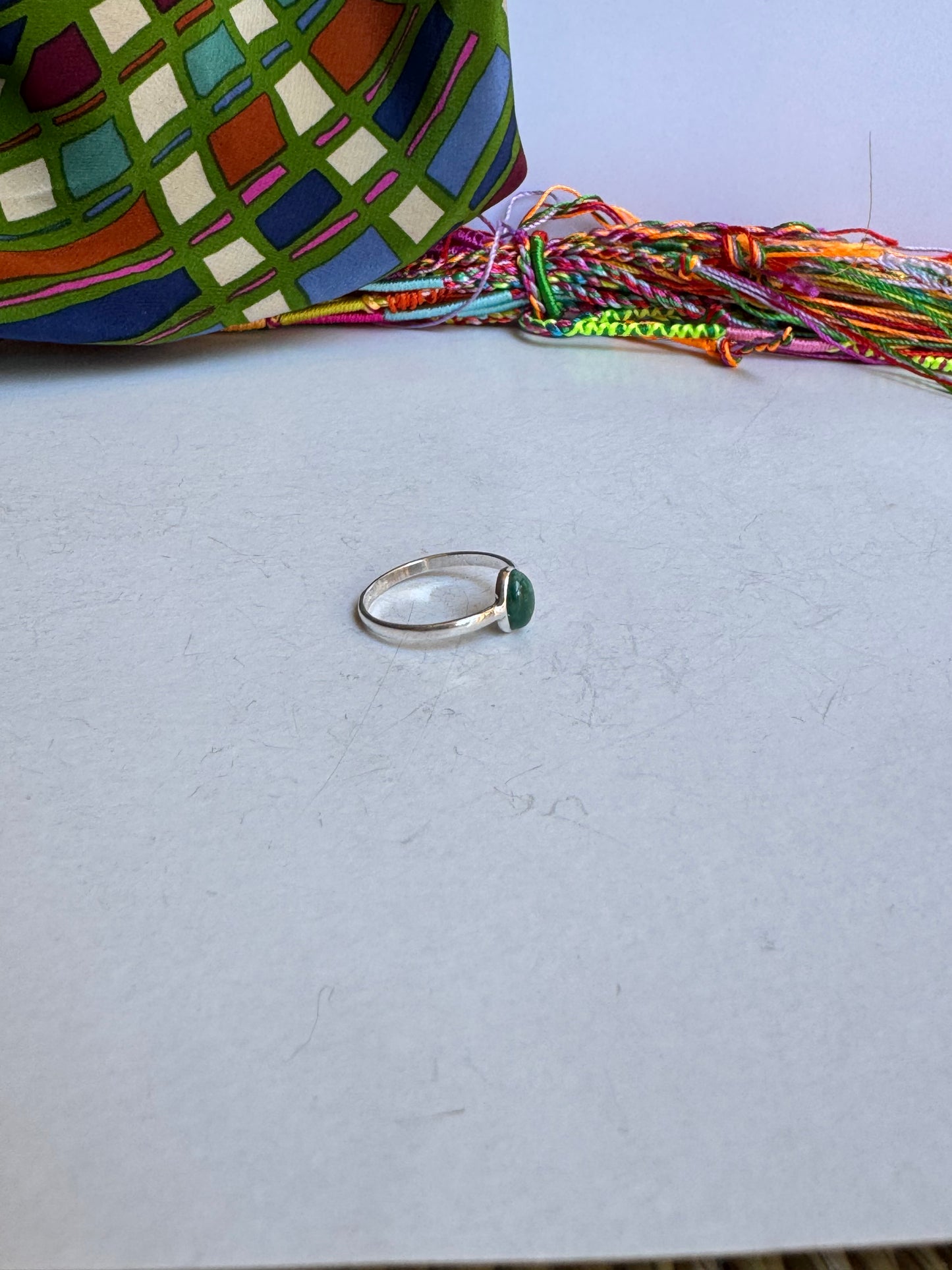 Anello argento 925 malachite misura 20 9WE difettato