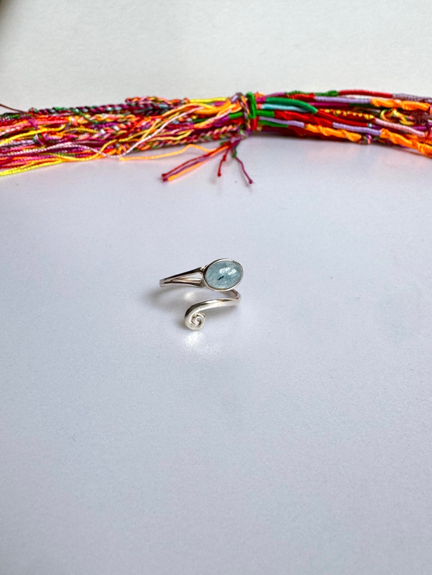 Anello argento 925 regolabile acquamarina misura 11 - 2SZ