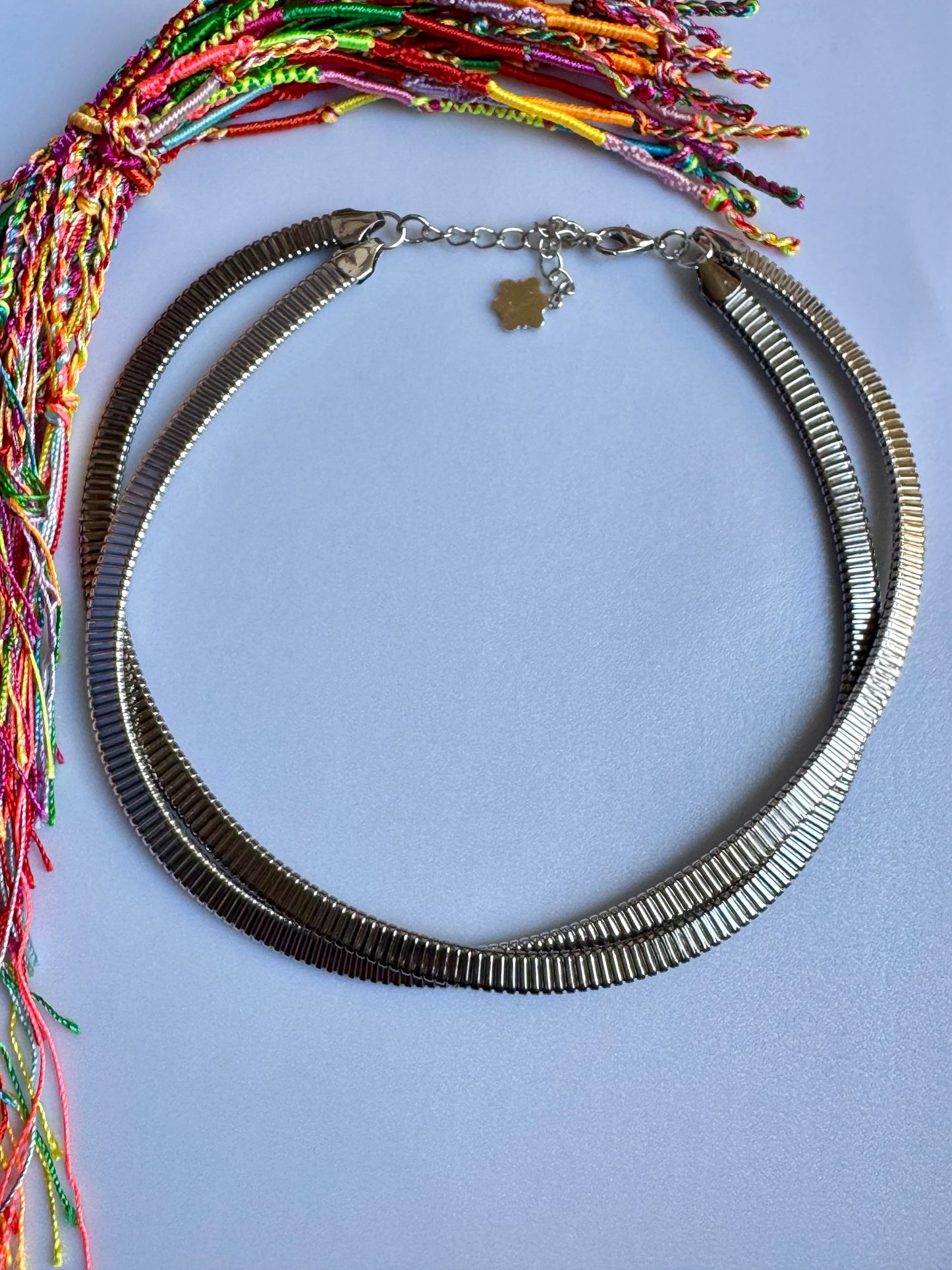 Collana doppio snake argentato