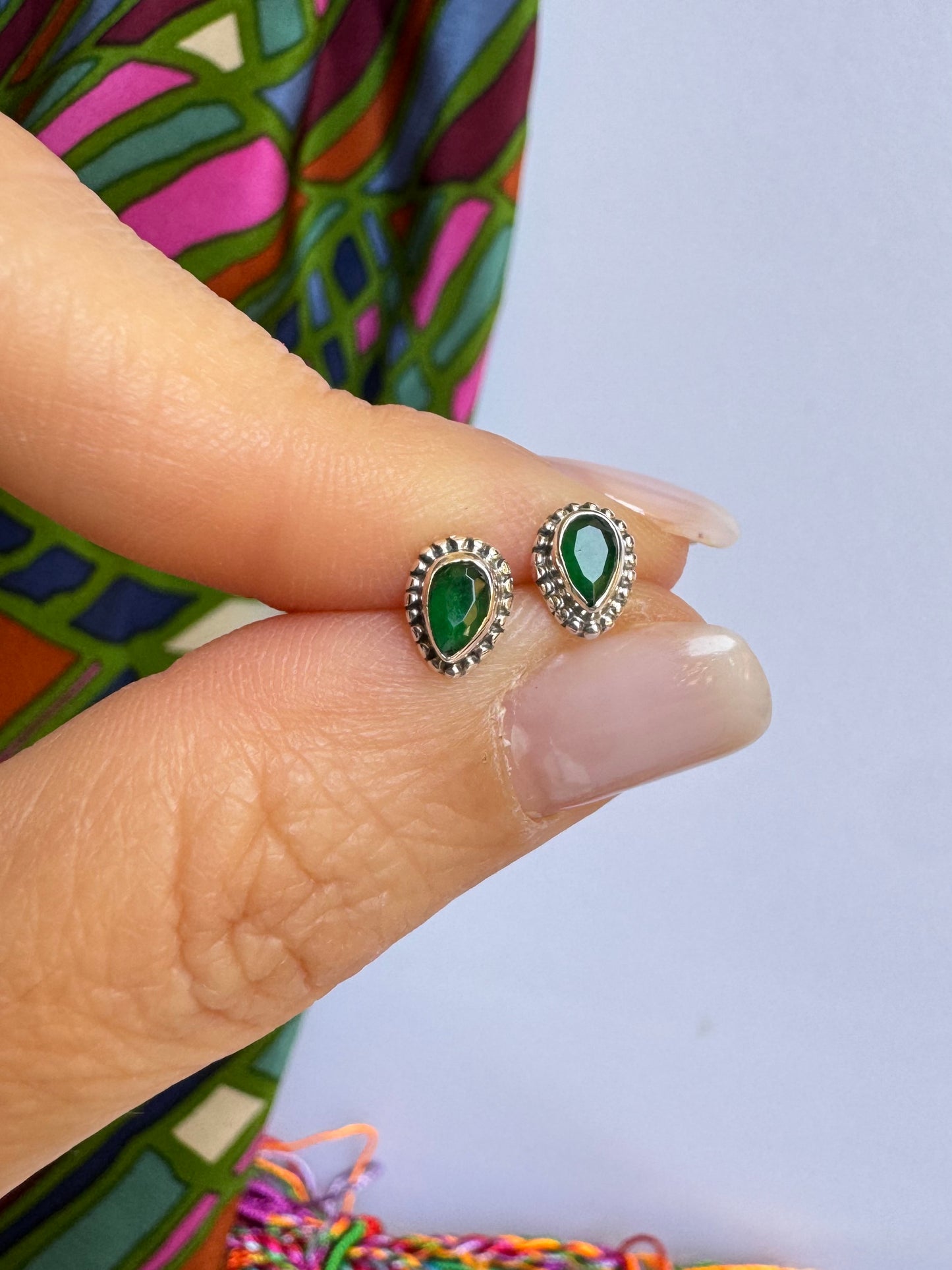 Orecchini mini lobo argento925 onice verde