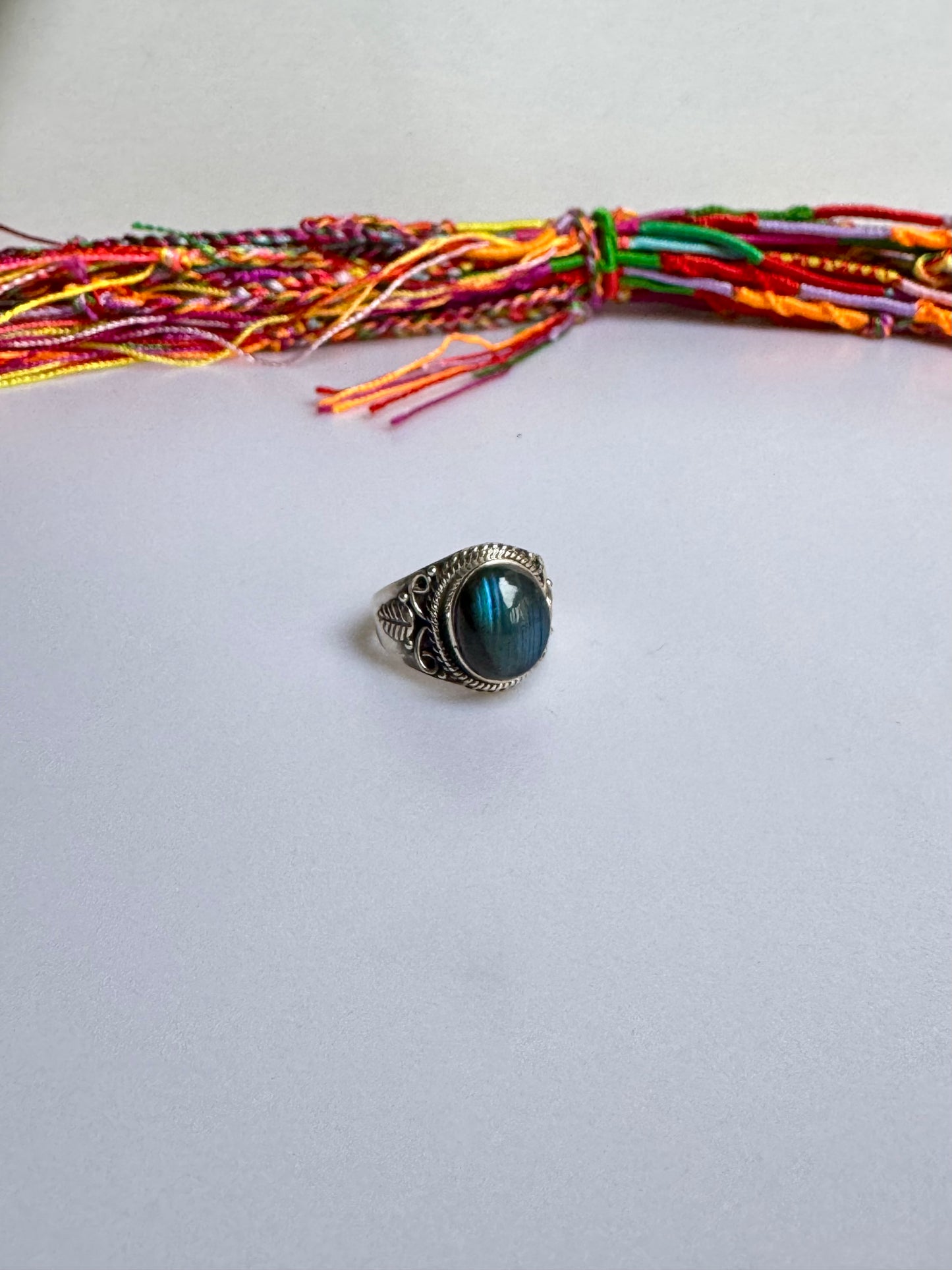 Anello argento 925 labradorite misura 17/18 - 32SZ