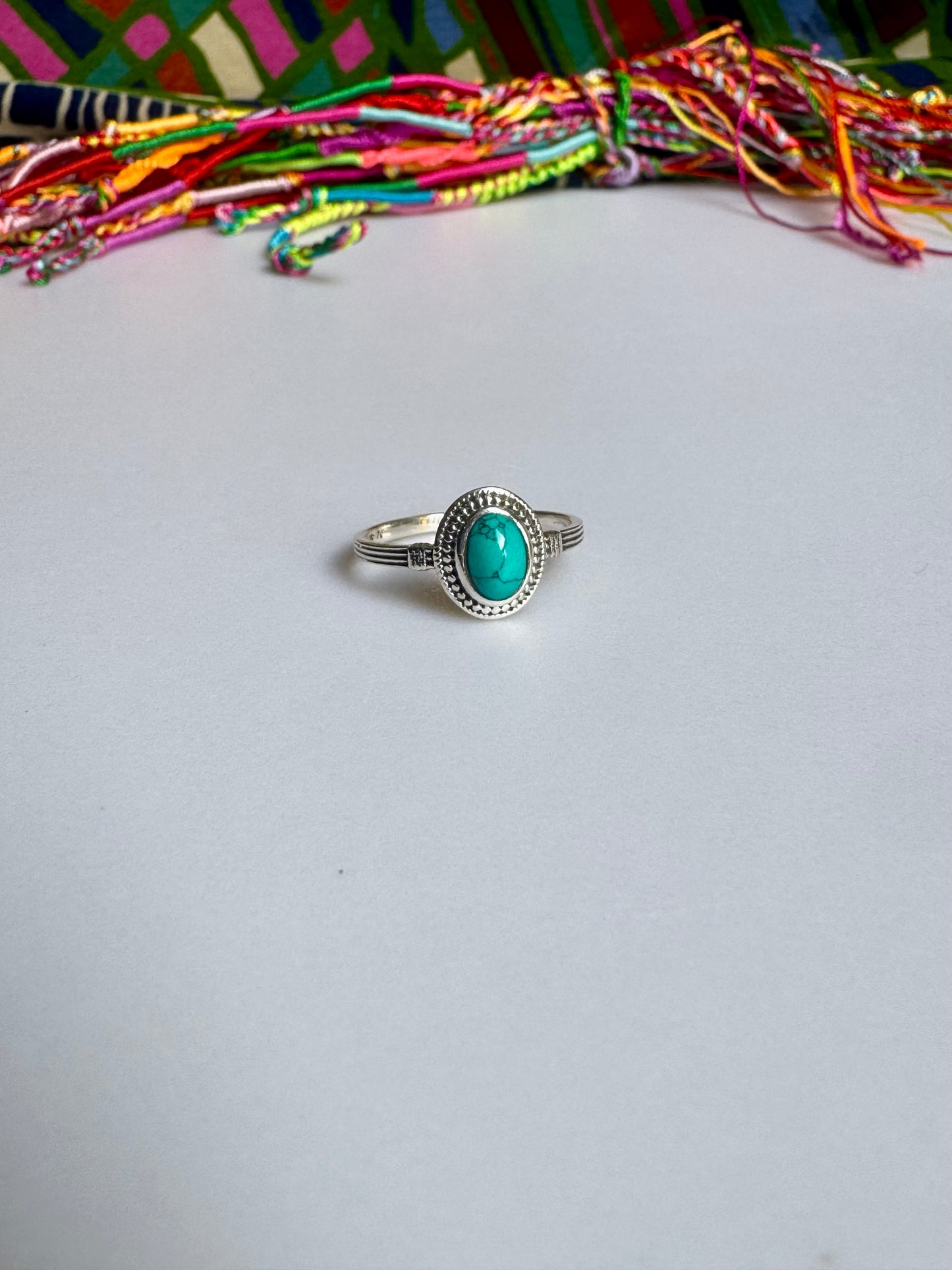 925 silver ring with turquoise, howlite, and turquenite, size 17 - G24