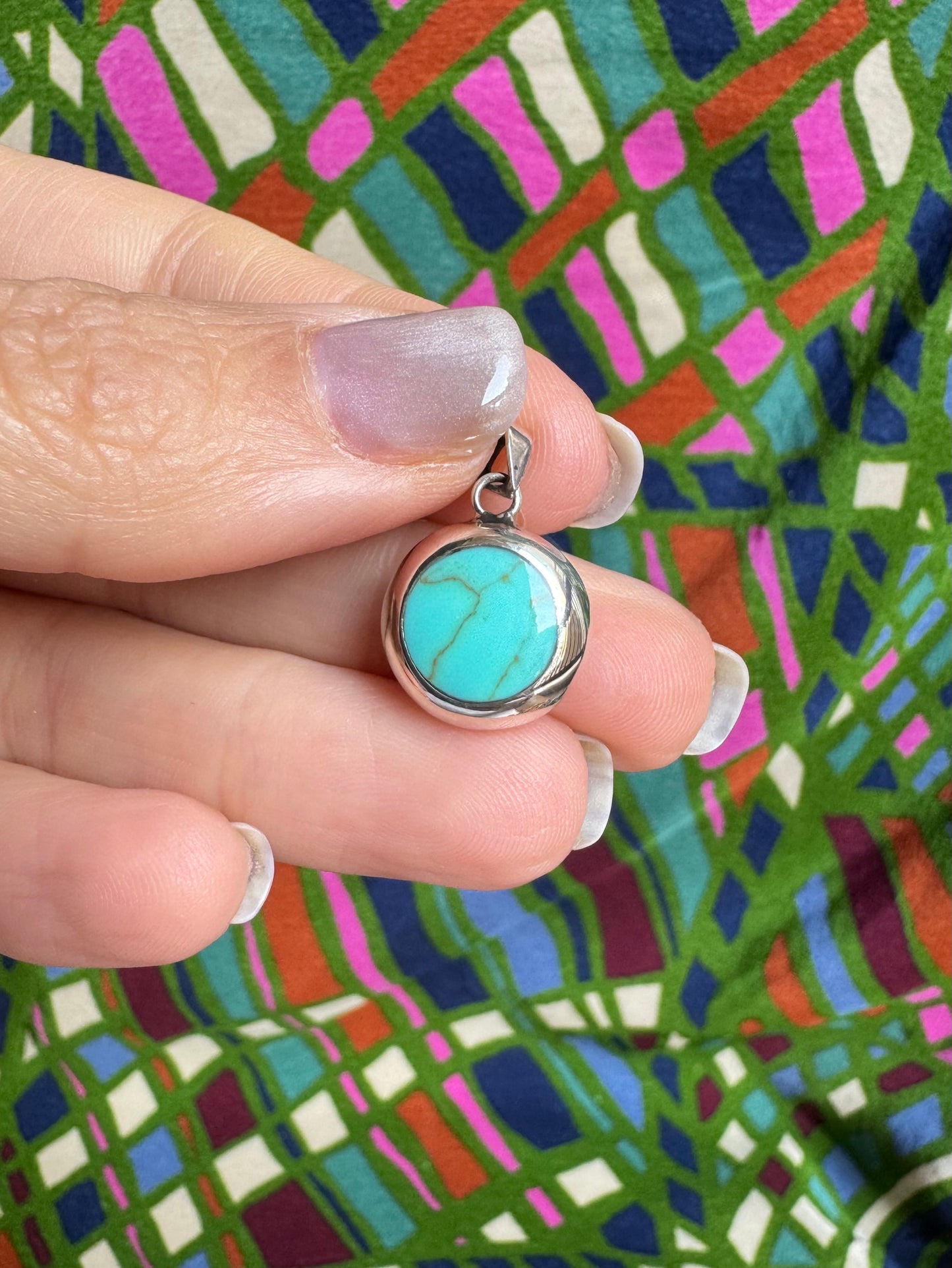 925 silver pendant with turquenite and mother-of-pearl 2L