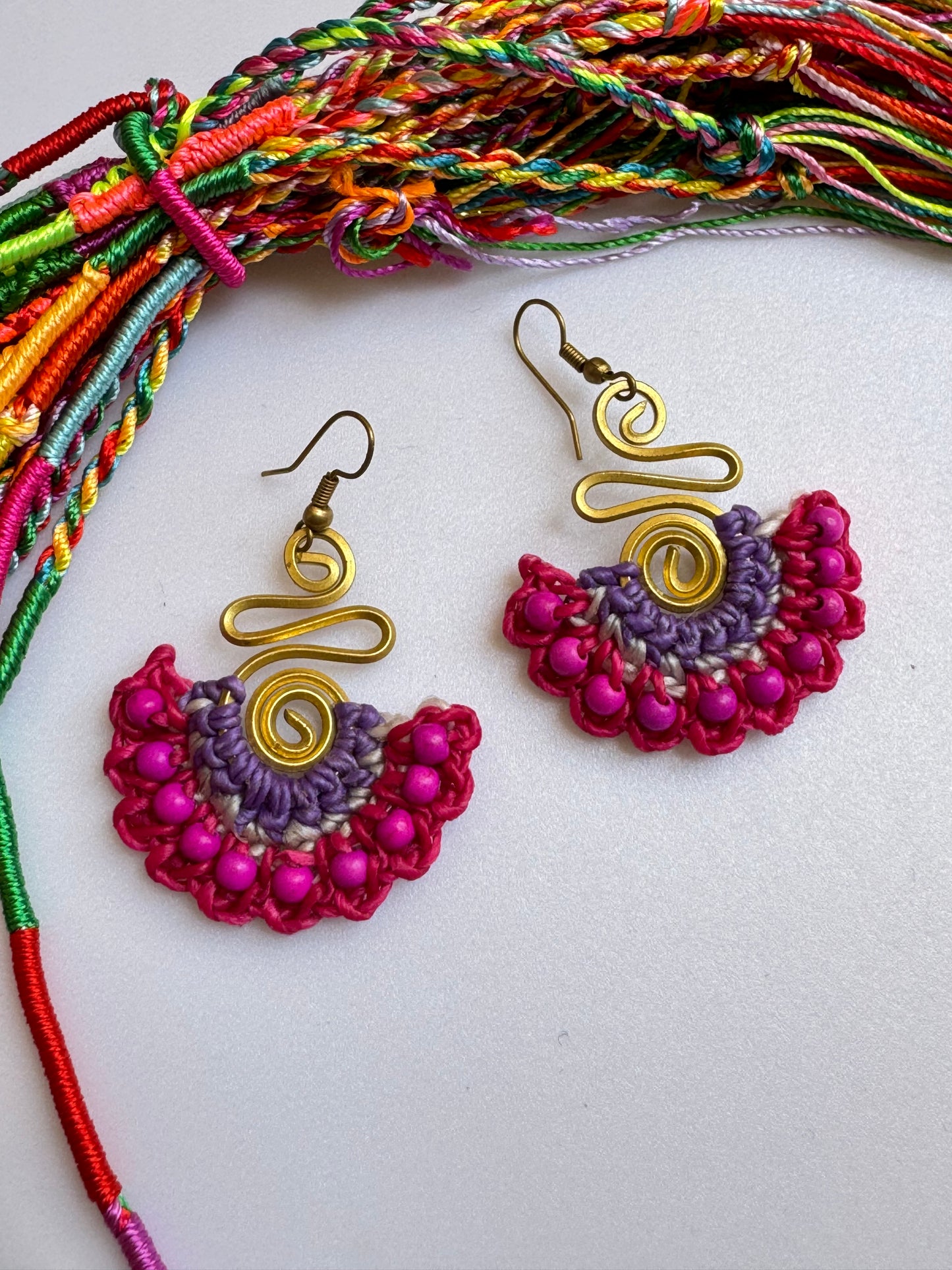 Golden macramé earrings