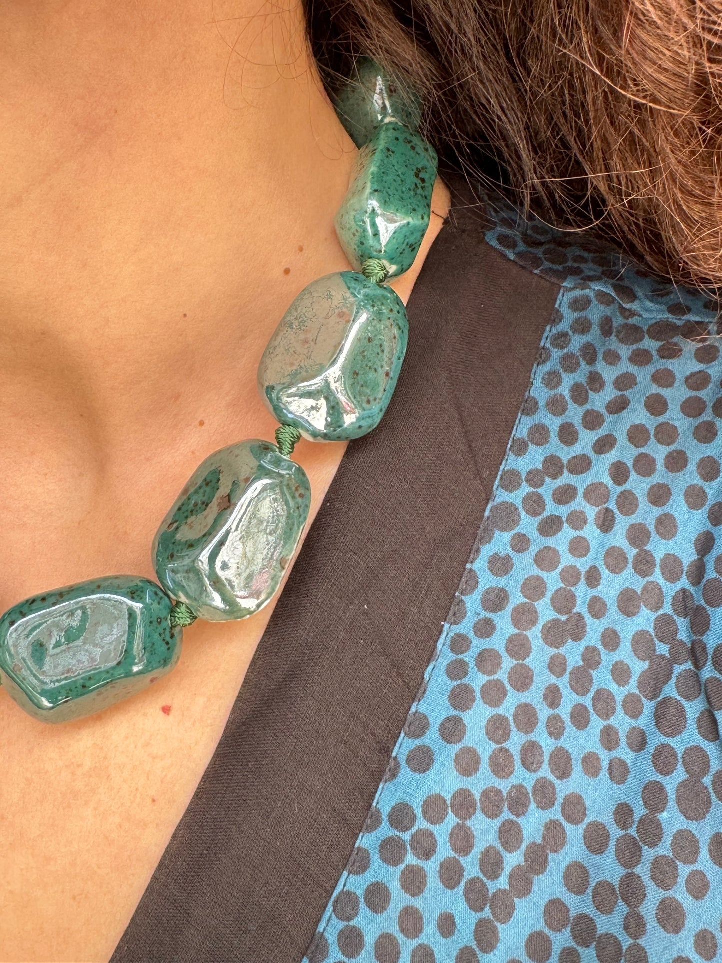 Green ceramic choker necklace