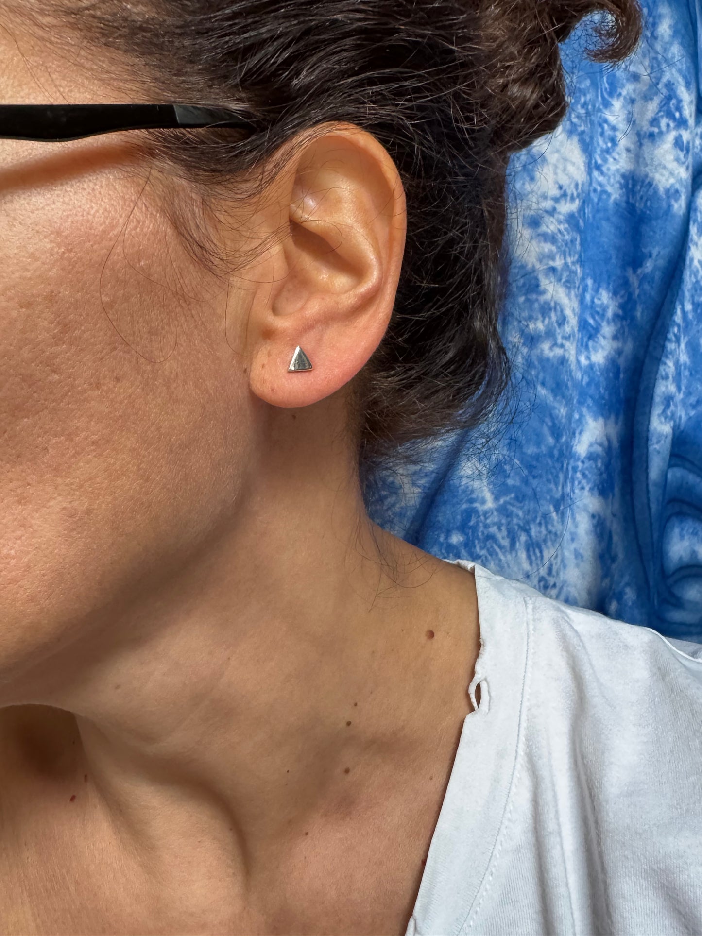 925 silver triangle single lobe earring