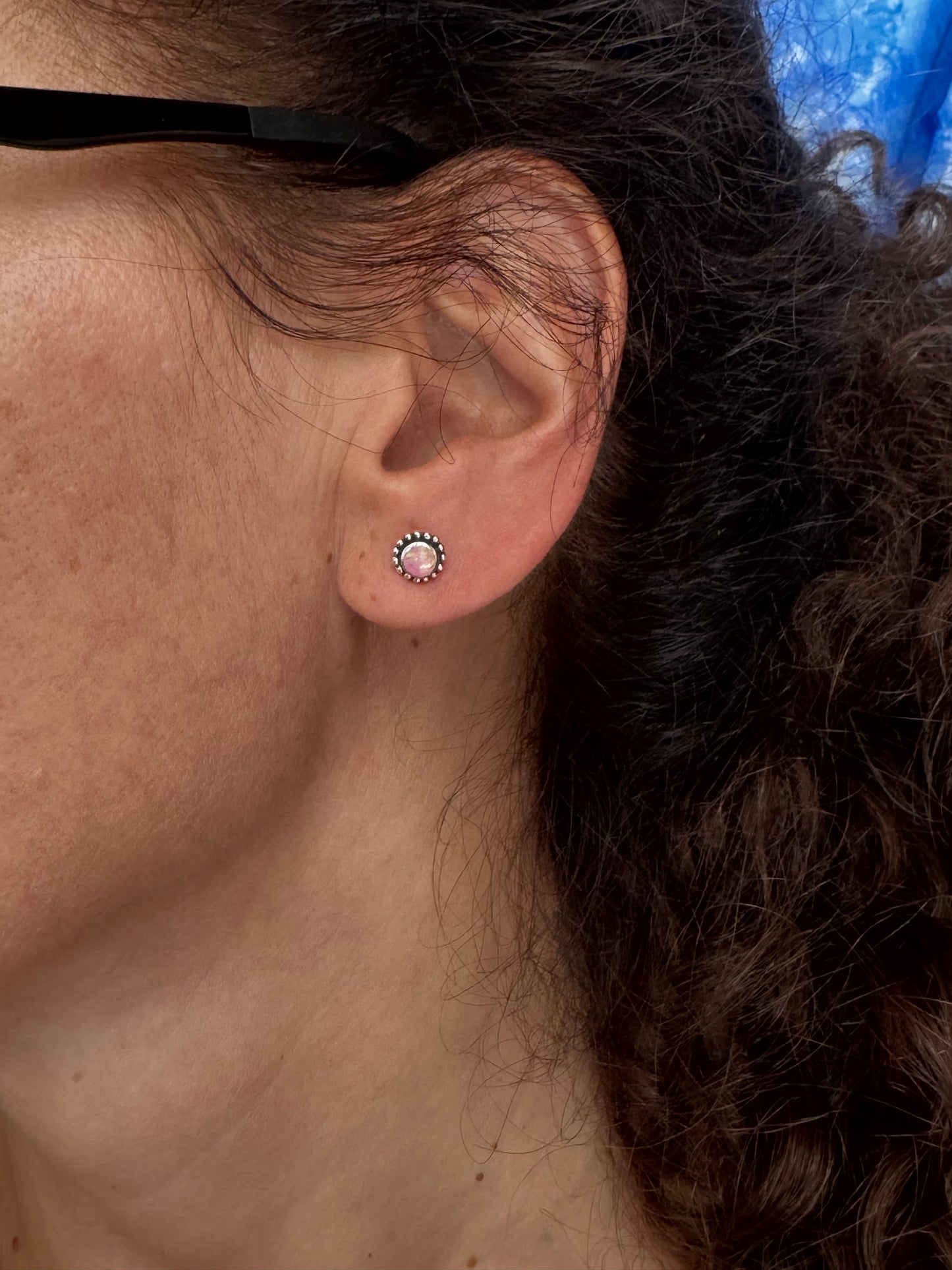 Orecchini lobo argento 925 opale rosa