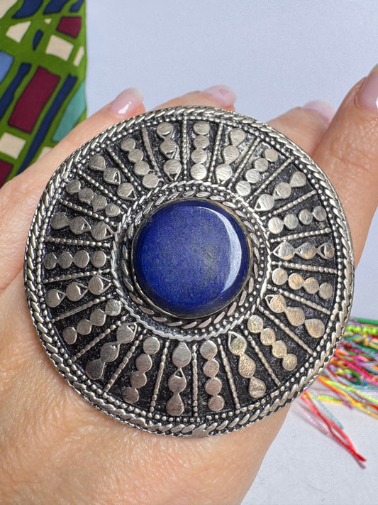 Anello antico pietra dura lapislazzuli vintage misura 17/18