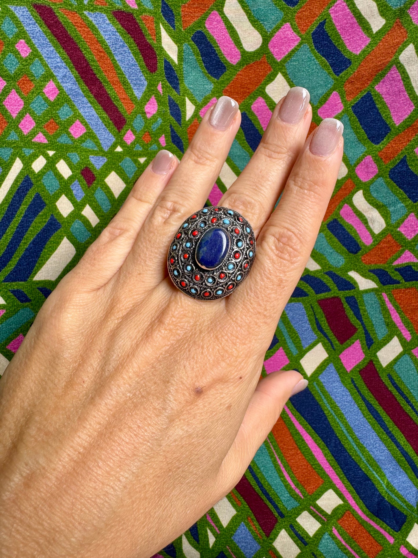 Anello antico pietra dura lapislazzuli vintage