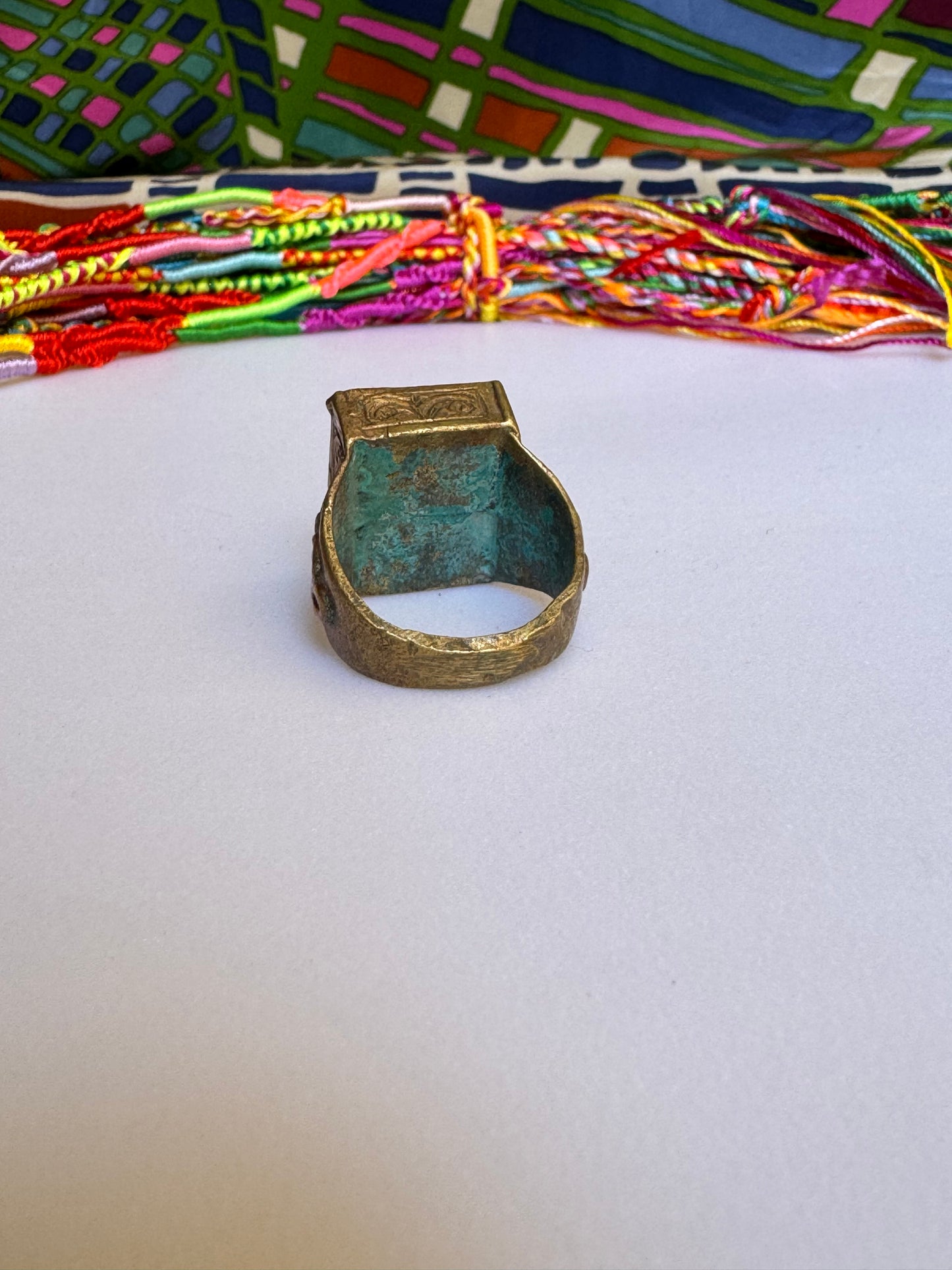 Antique Vintage Painted Ceramic Ring