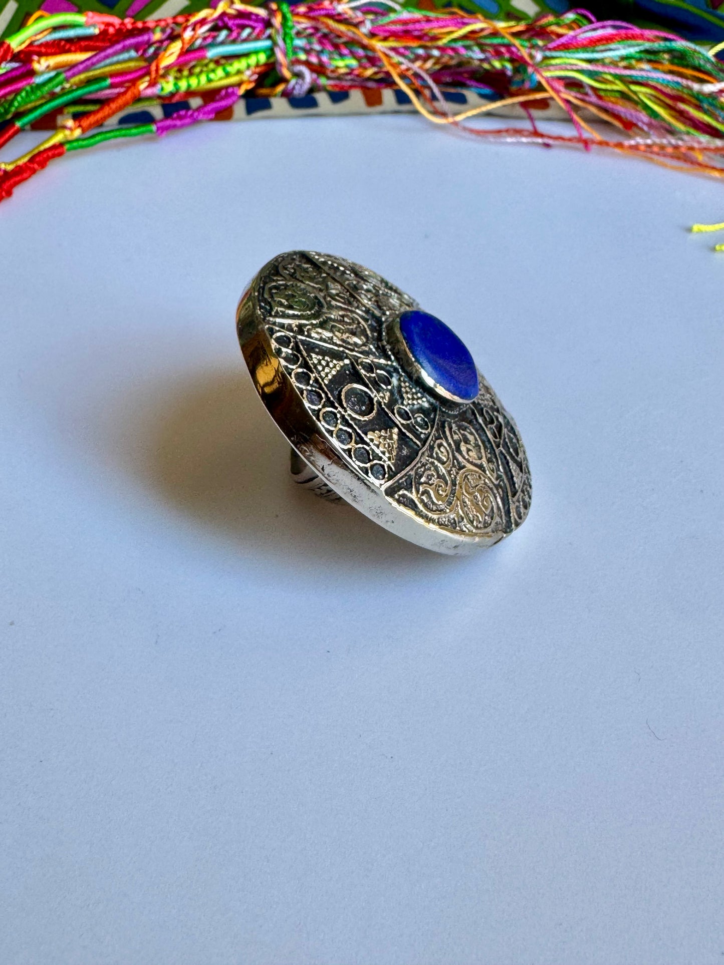 Antique vintage lapis lazuli hard stone ring