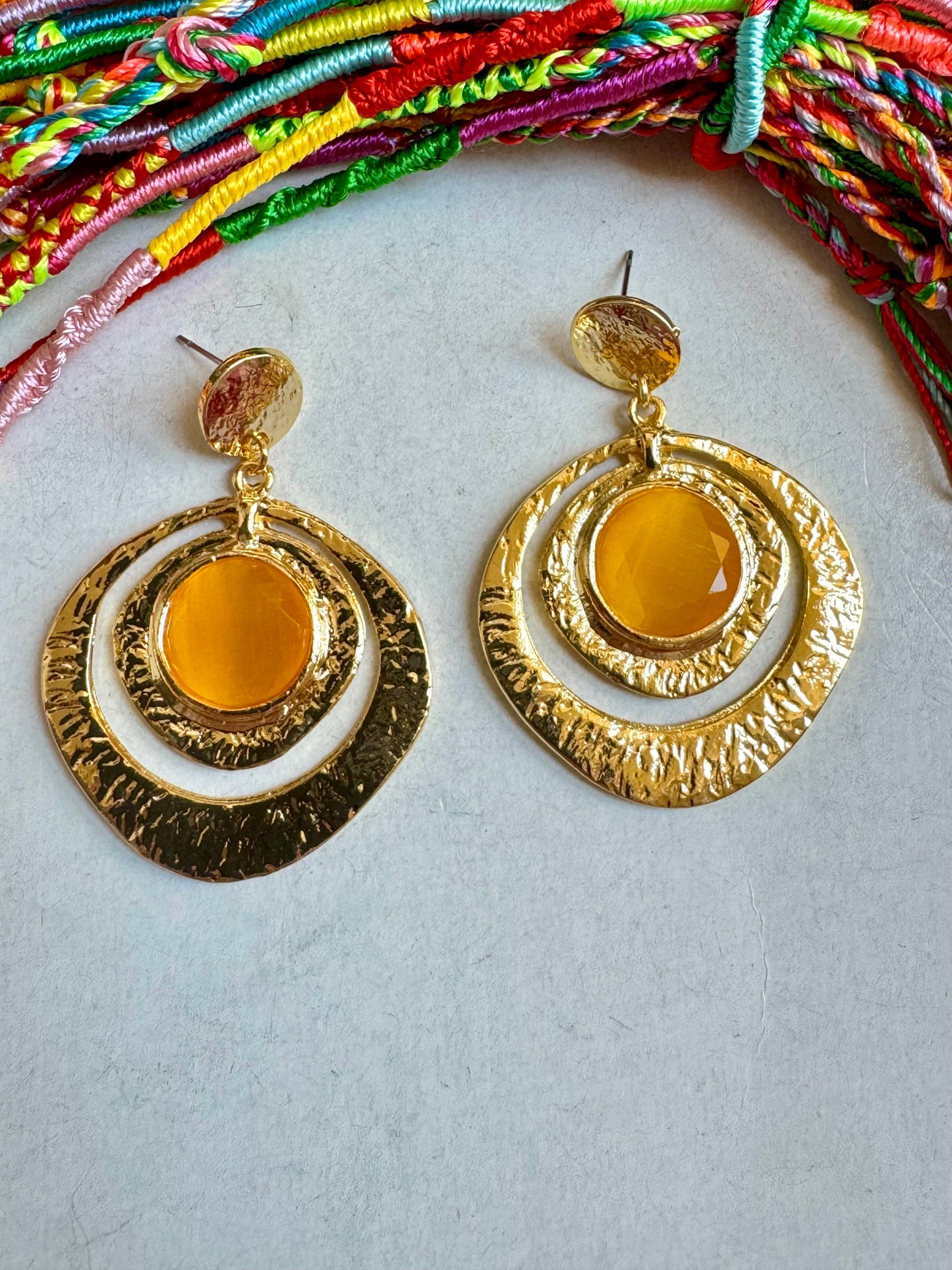 Yellow golden earrings