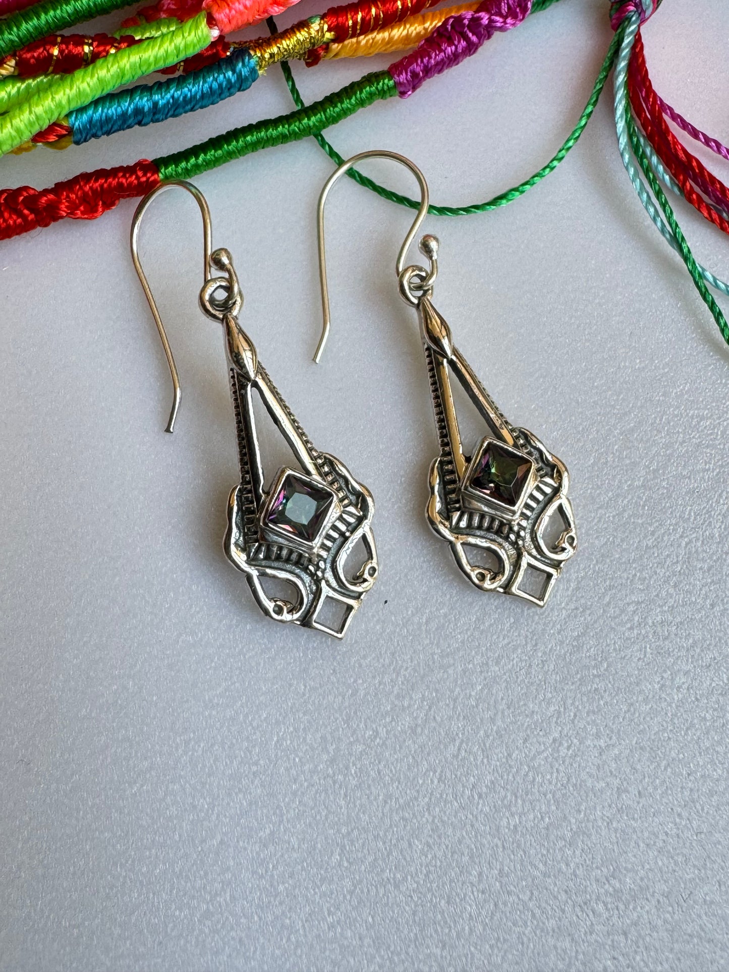 925 mystic stone silver earrings