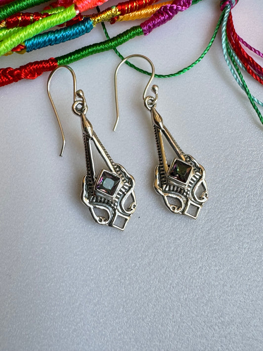 925 mystic stone silver earrings