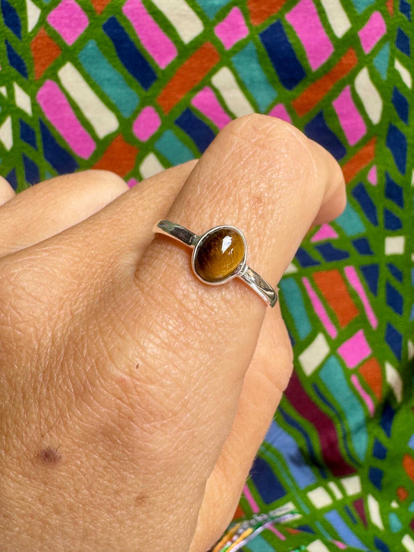 925 silver tiger eye ring size 22 - G22