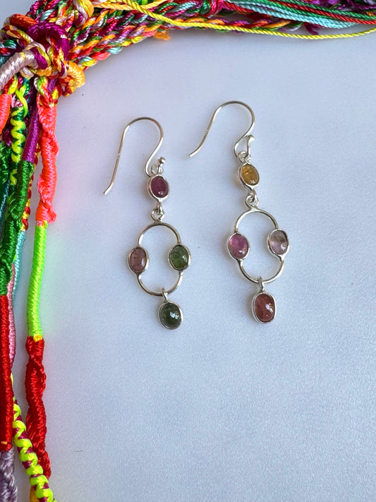 925 silver earrings tourmaline TA3