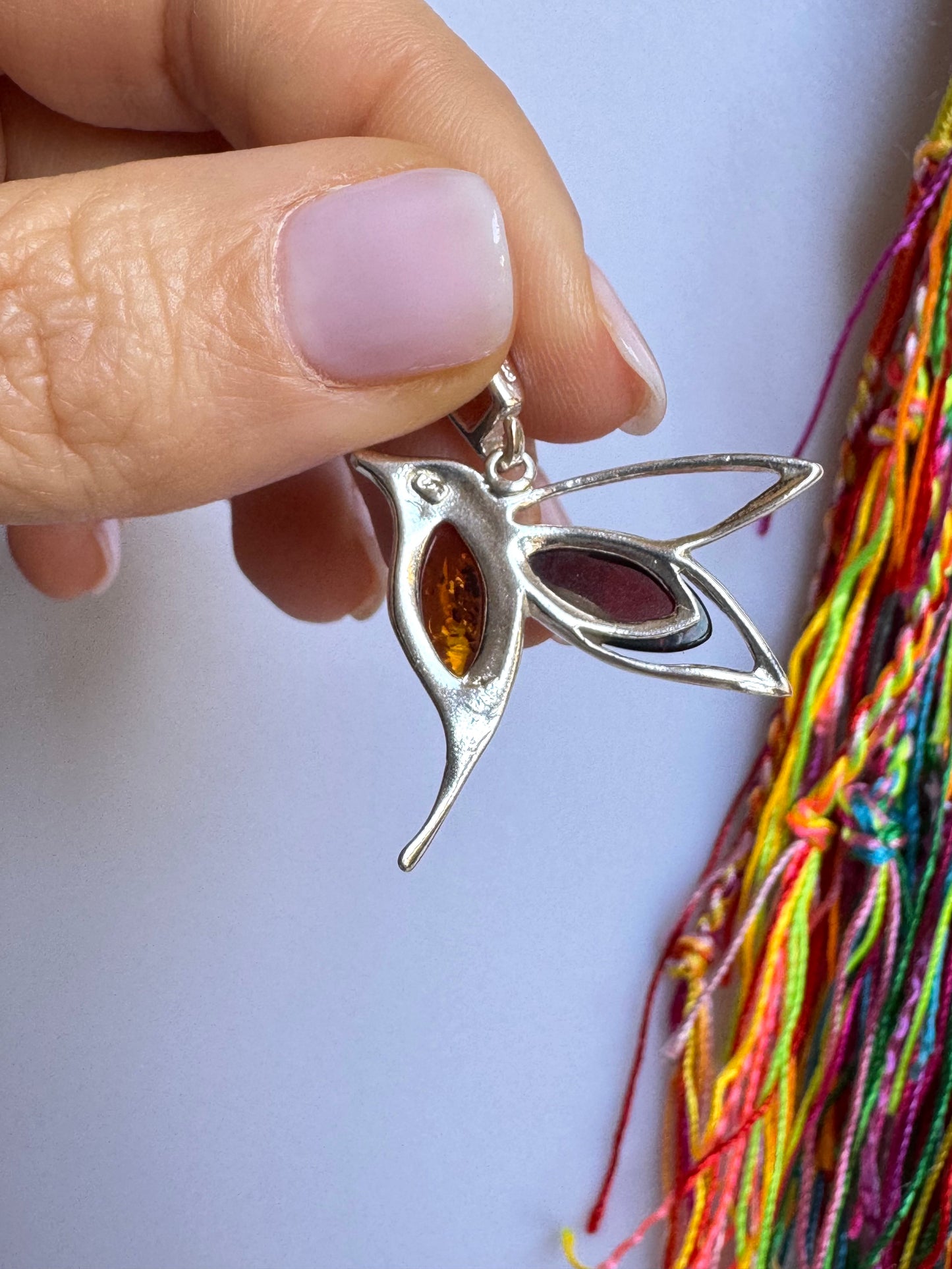 Pendente ciondolo argento925 ambra V4