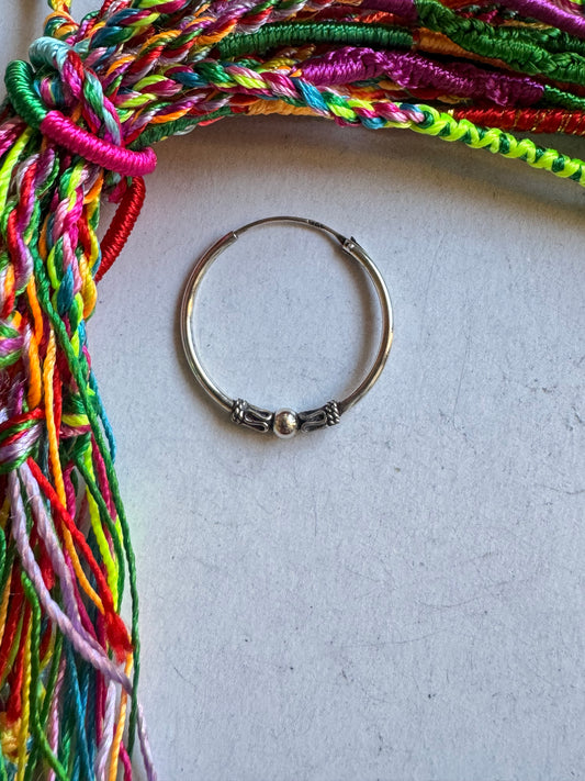 Single boho hoop earring in 925 silver