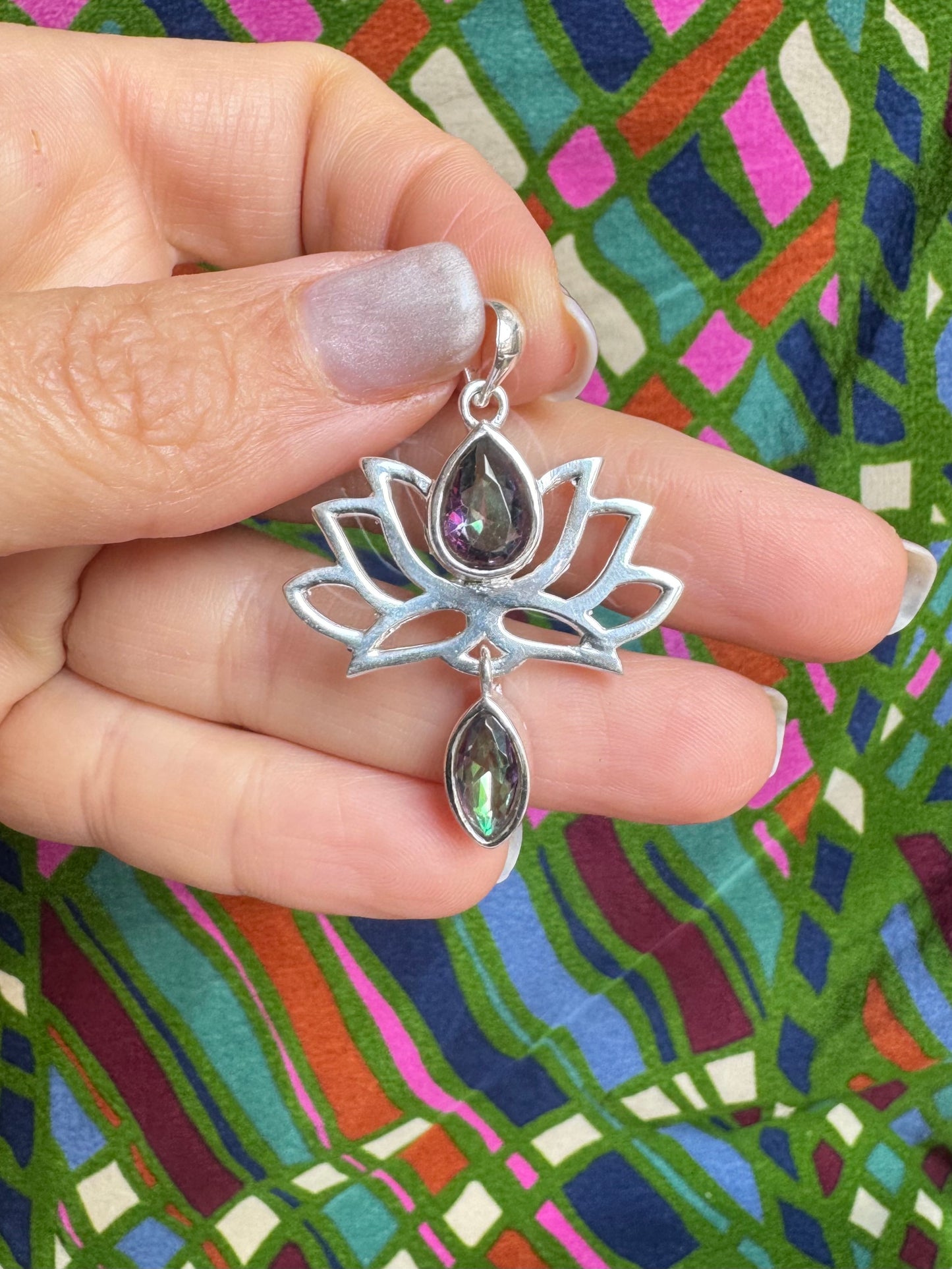 925 silver mystic stone pendant 12L