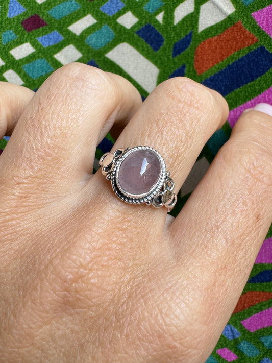 Ring silver925 rose quartz E78