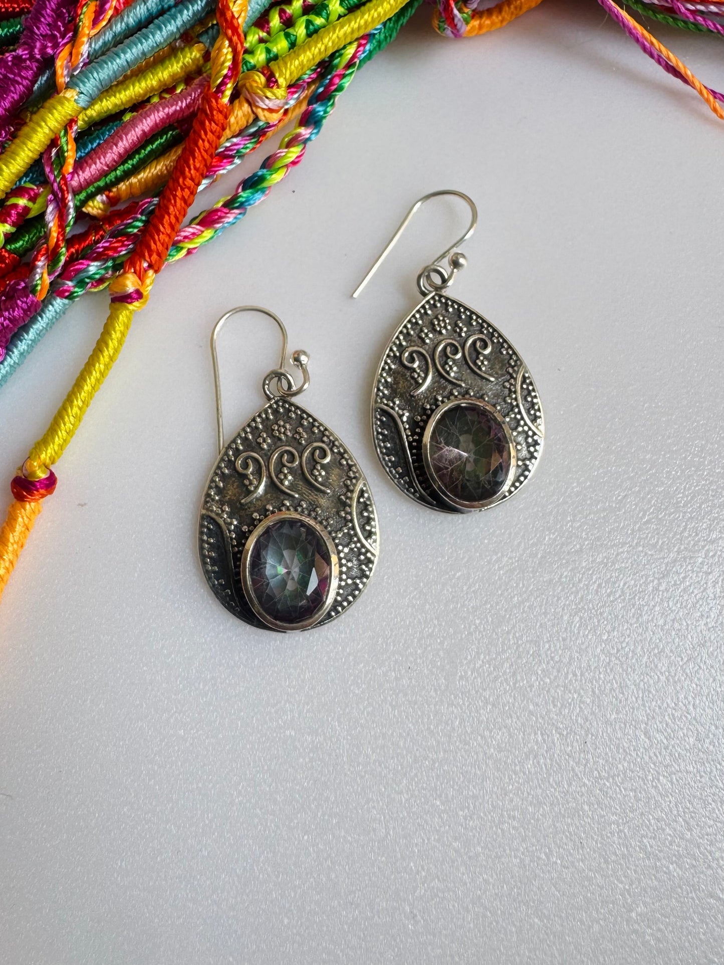 925 silver mystic stone earrings R44