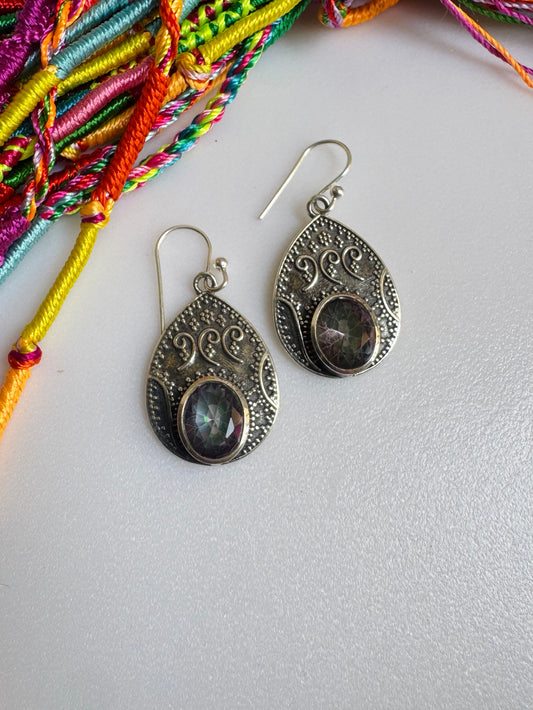 925 silver mystic stone earrings R44