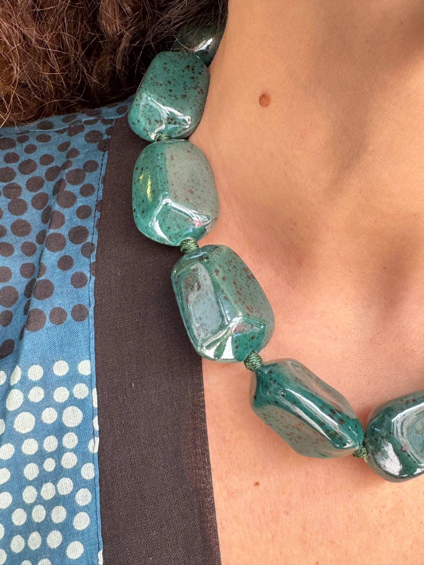 Green ceramic choker necklace