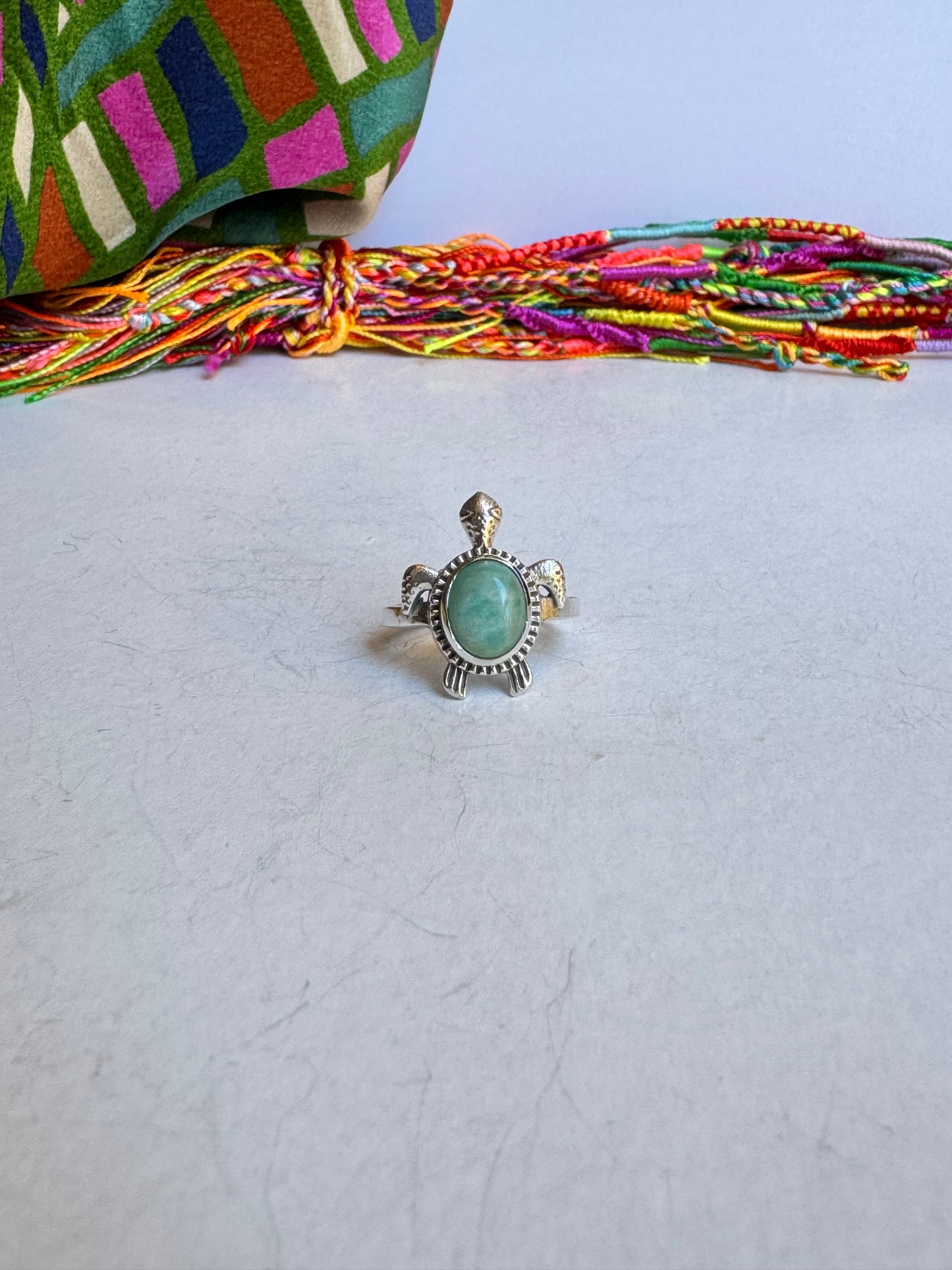 Anello argento 925 larimar misura 16/17 regolabile - 5LAR