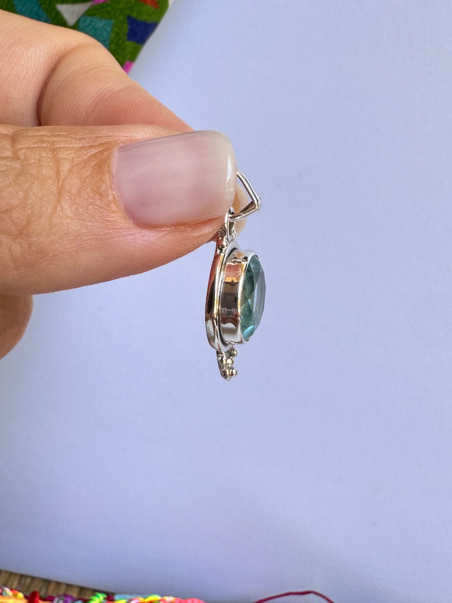 Ciondolo pendente argento 925 acquamarina 52K