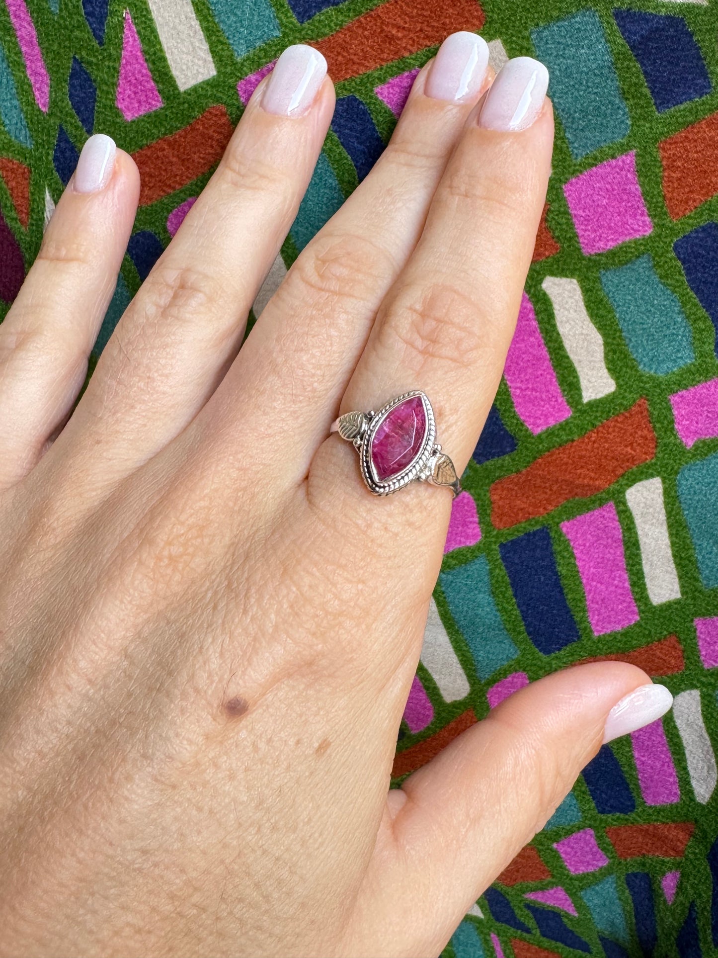 Ring silver925 ruby ​​root T91