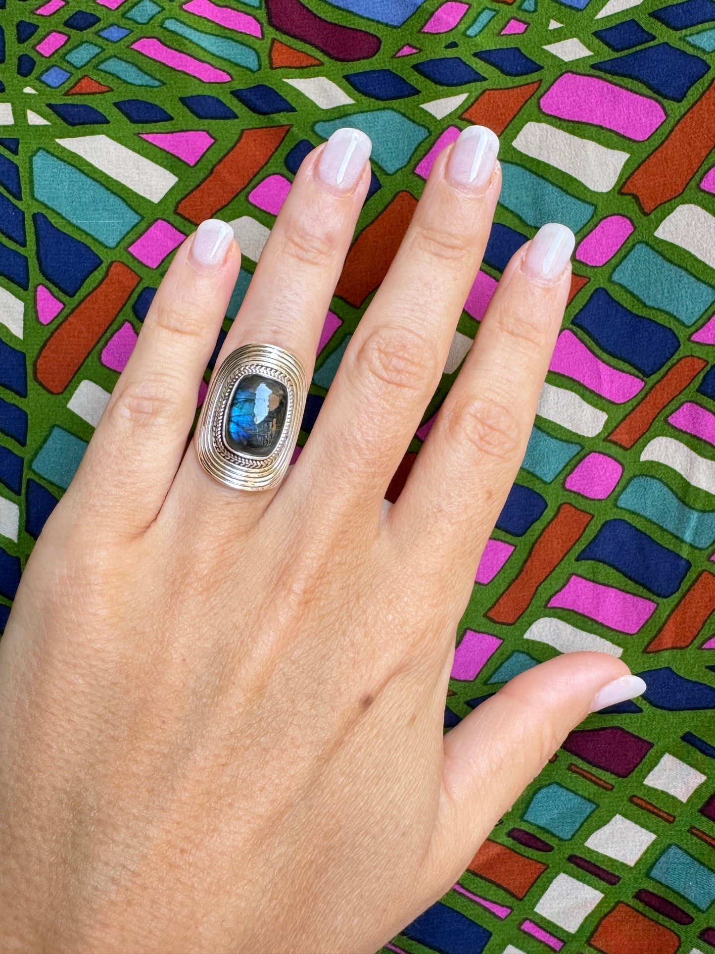 Labradorite Silver Ring T69