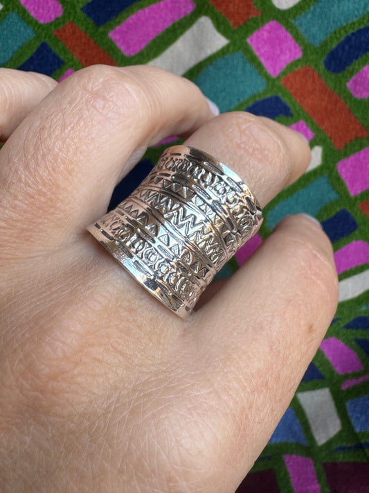 925 silver ring adjustable band size 17 - Z77