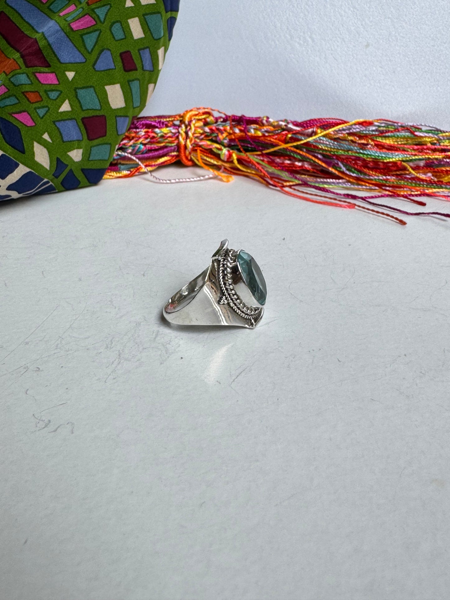 Anello argento 925 acquamarina misura 19/20 - 22K