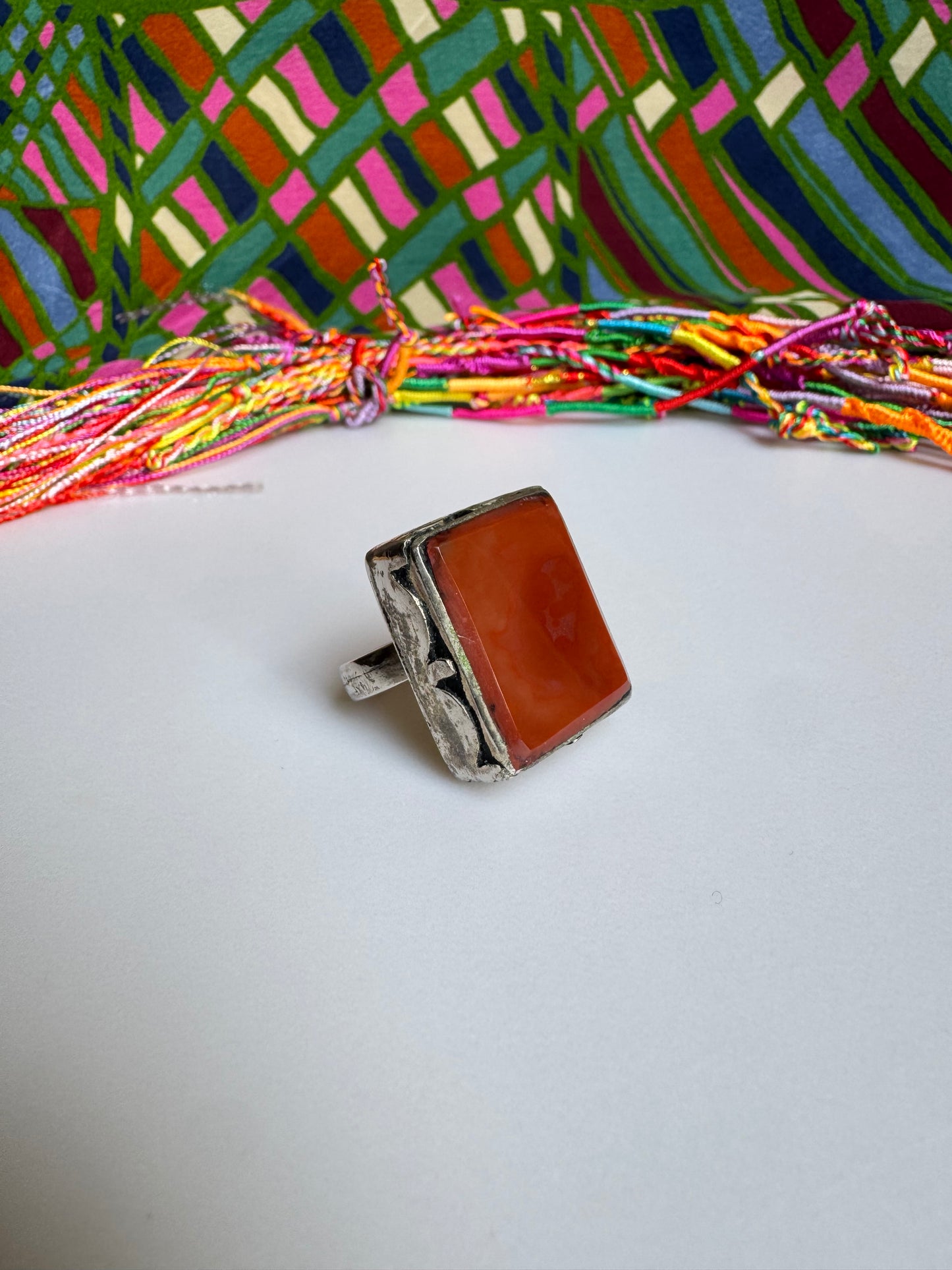 Antique vintage agate stone ring