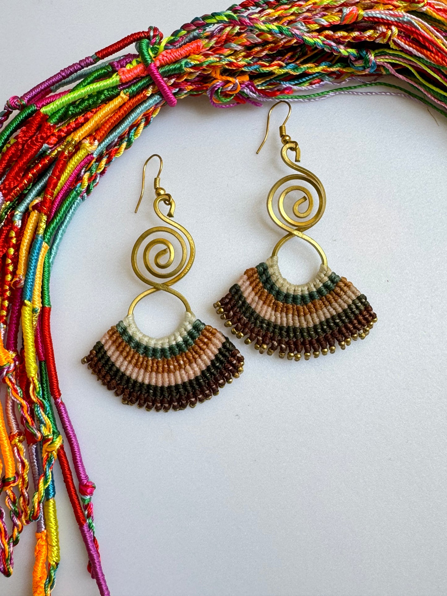 Golden macramé earrings