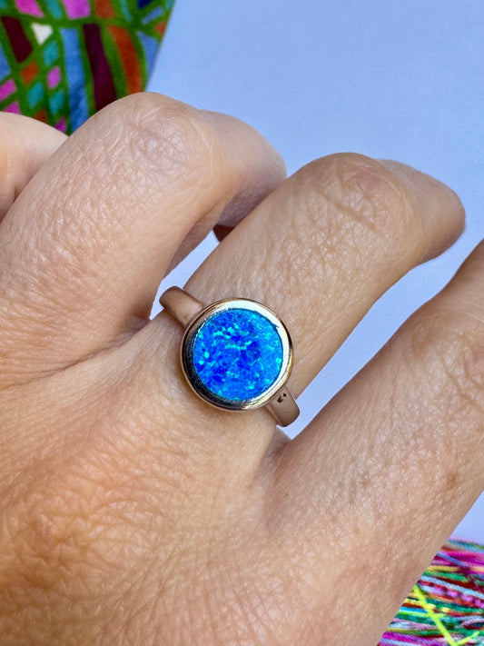 Anello argento 925 opale blu misura 17 - 5OP