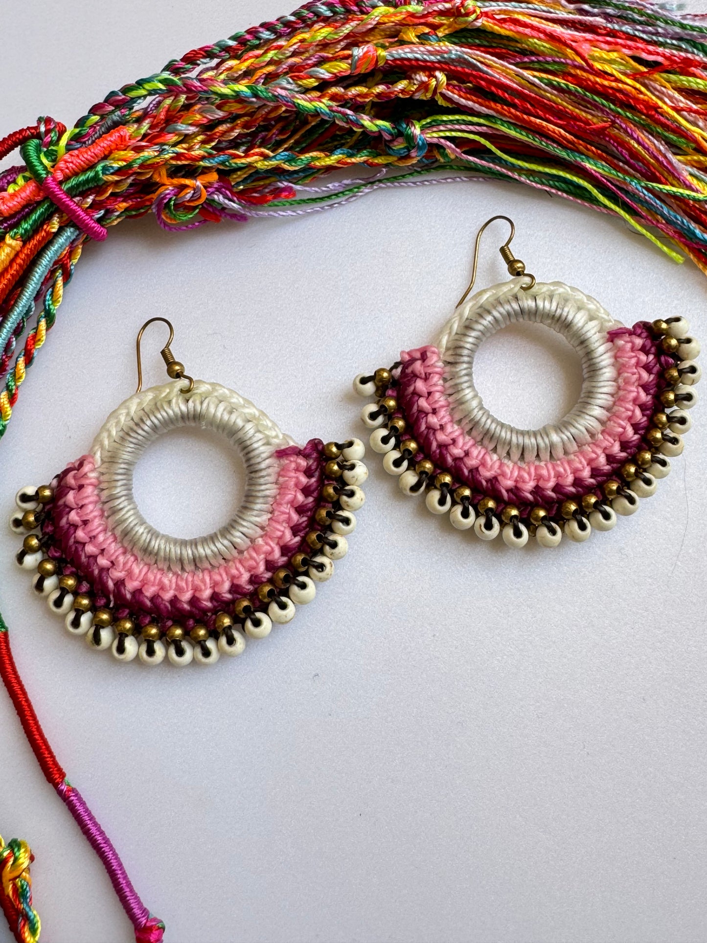 Golden macramé earrings