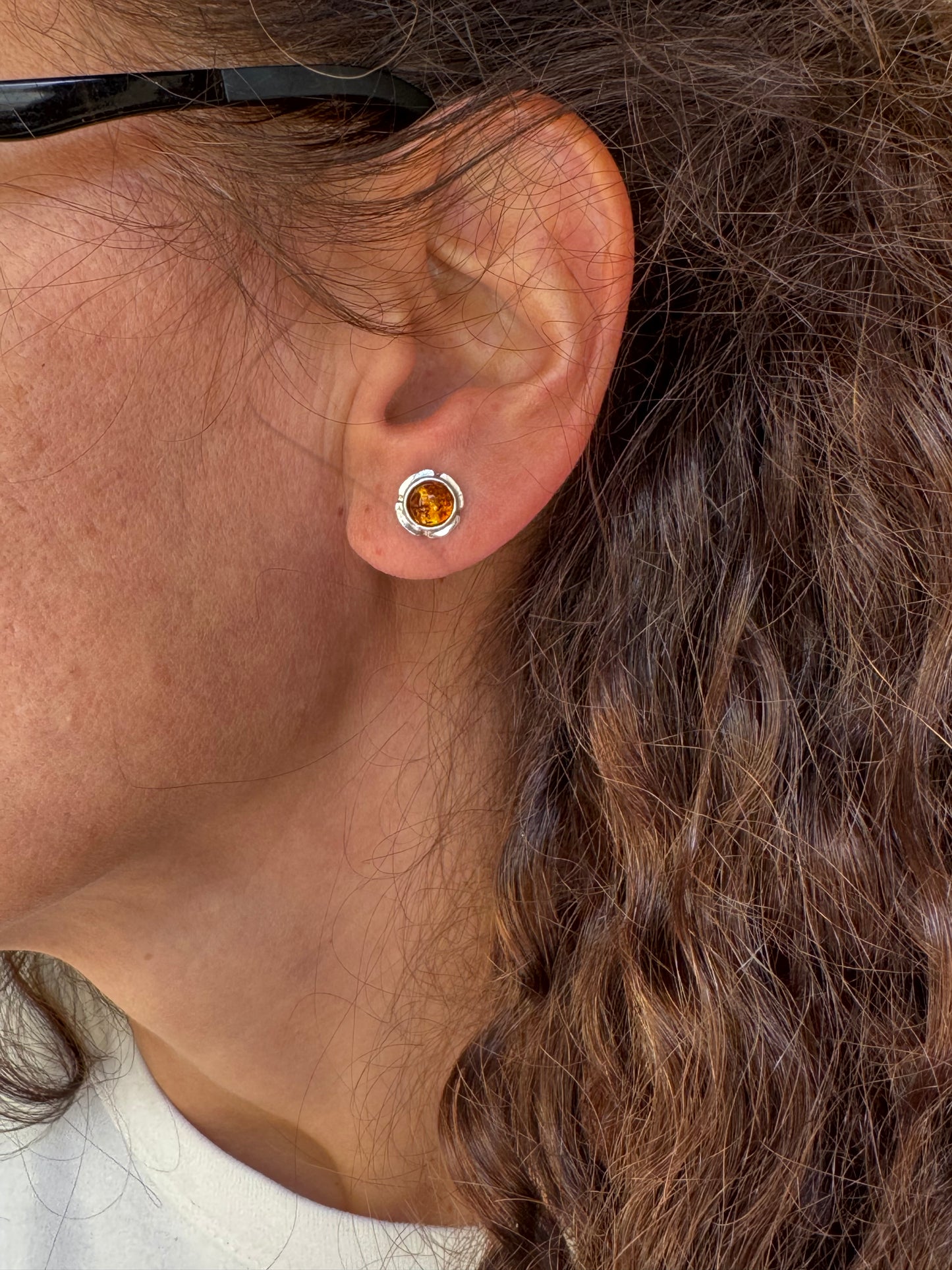 925 silver amber stud earrings 37AM