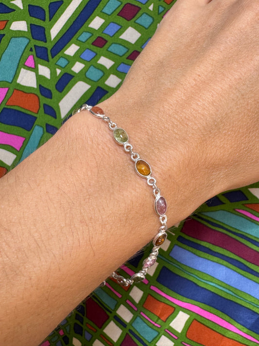 925 Silber Turmalin Armband B49
